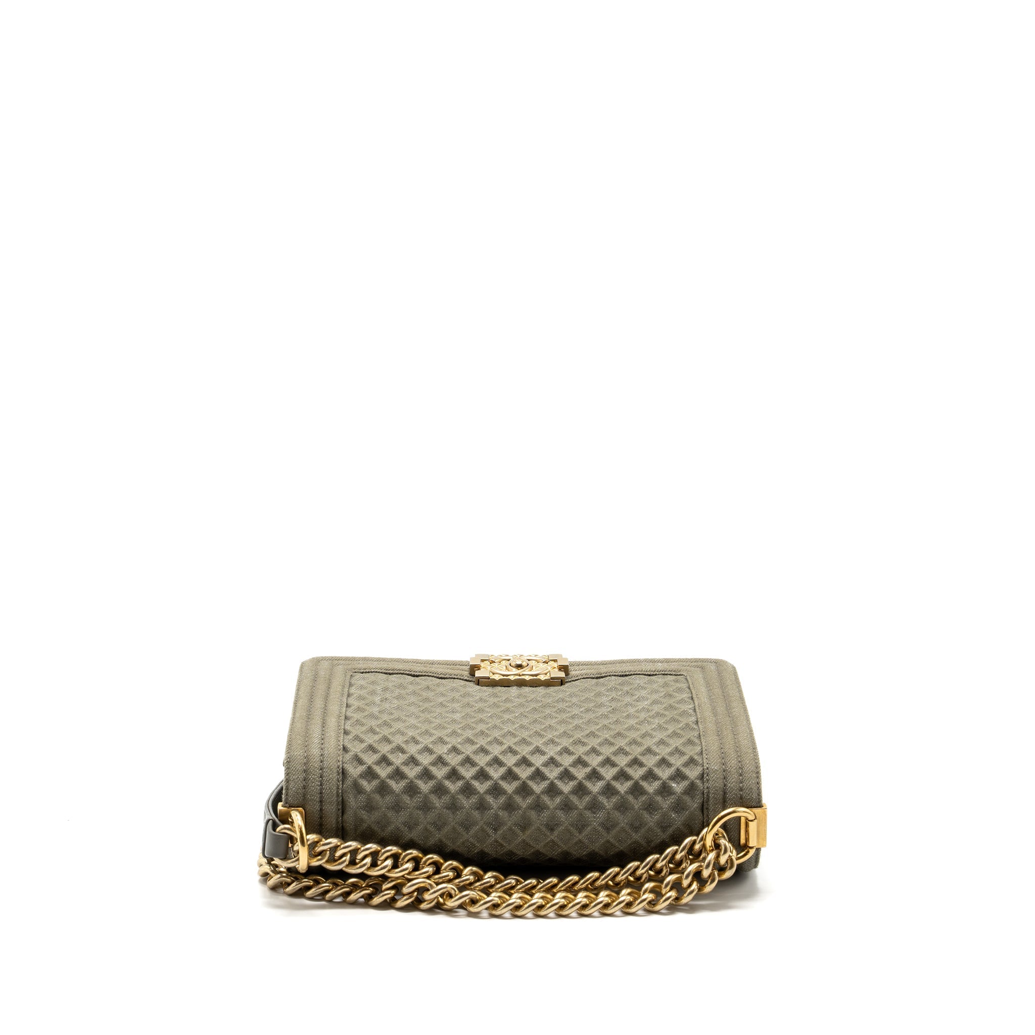 CHANEL MEDIUM BOY BAG DENIM OLIVE GREEN BRUSHED GHW