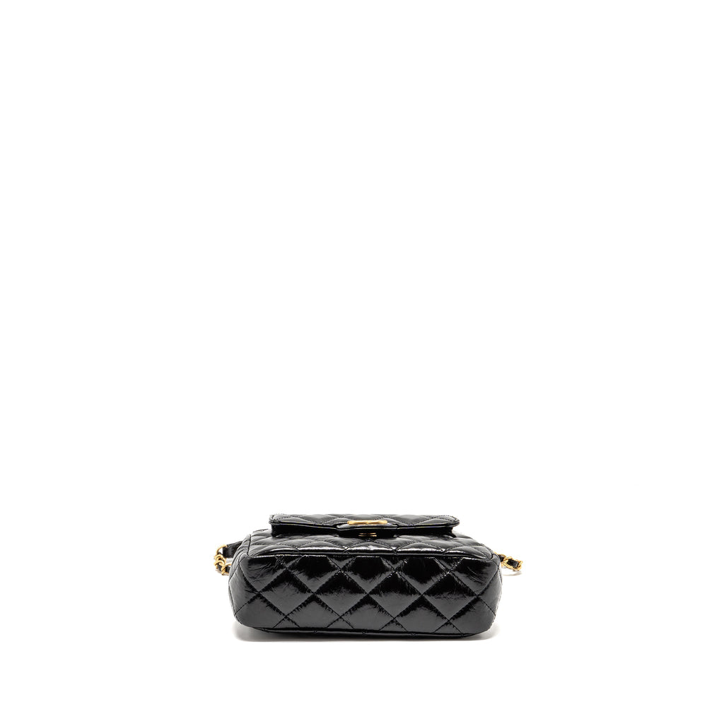 CHANEL 23B SMALL HOBO BAG SHINY CALFSKIN BLACK GHW (MICROCHIP)