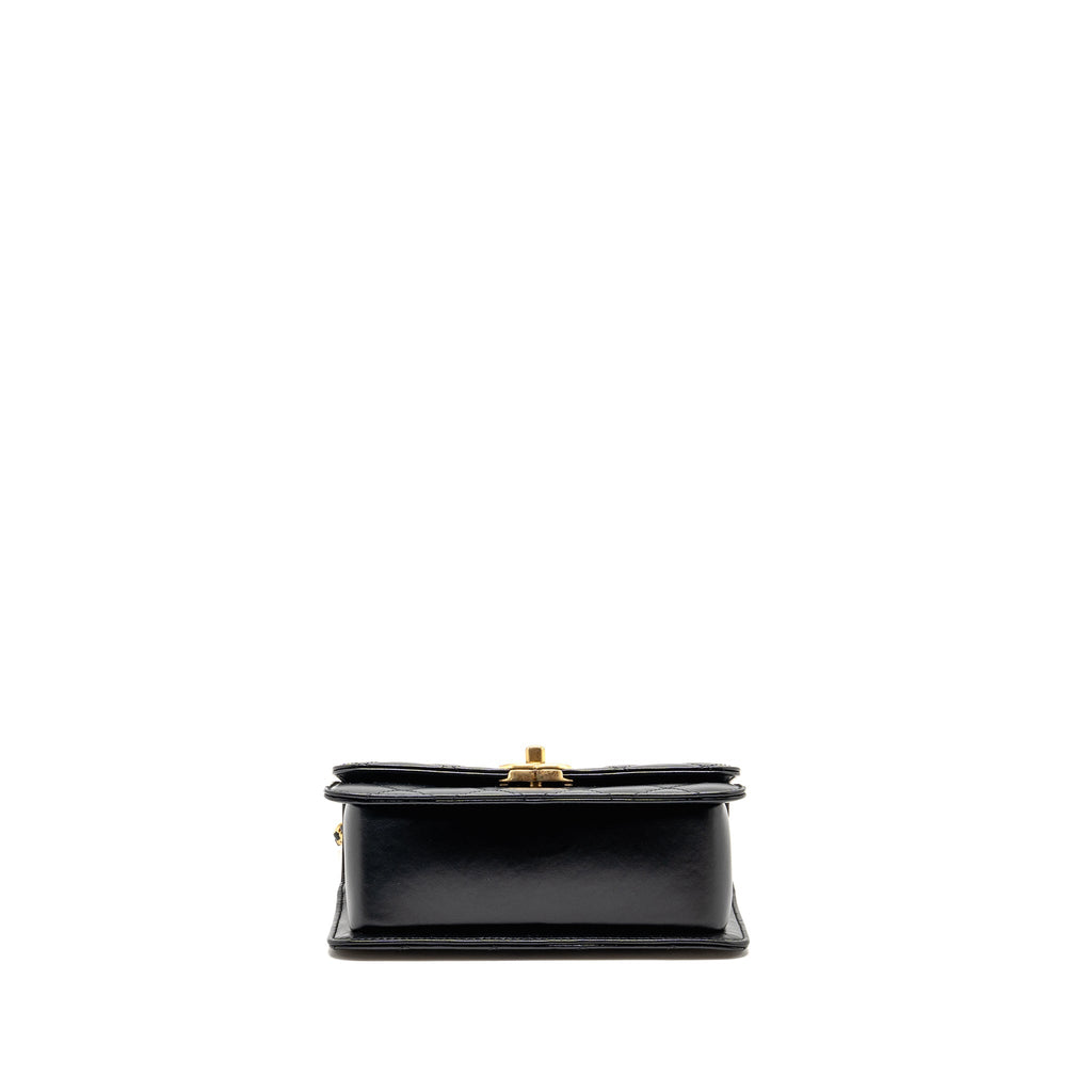 CHANEL GOLD CRUSH FLAP BAG CALFSKIN BLACK GHW (MICROCHIP)