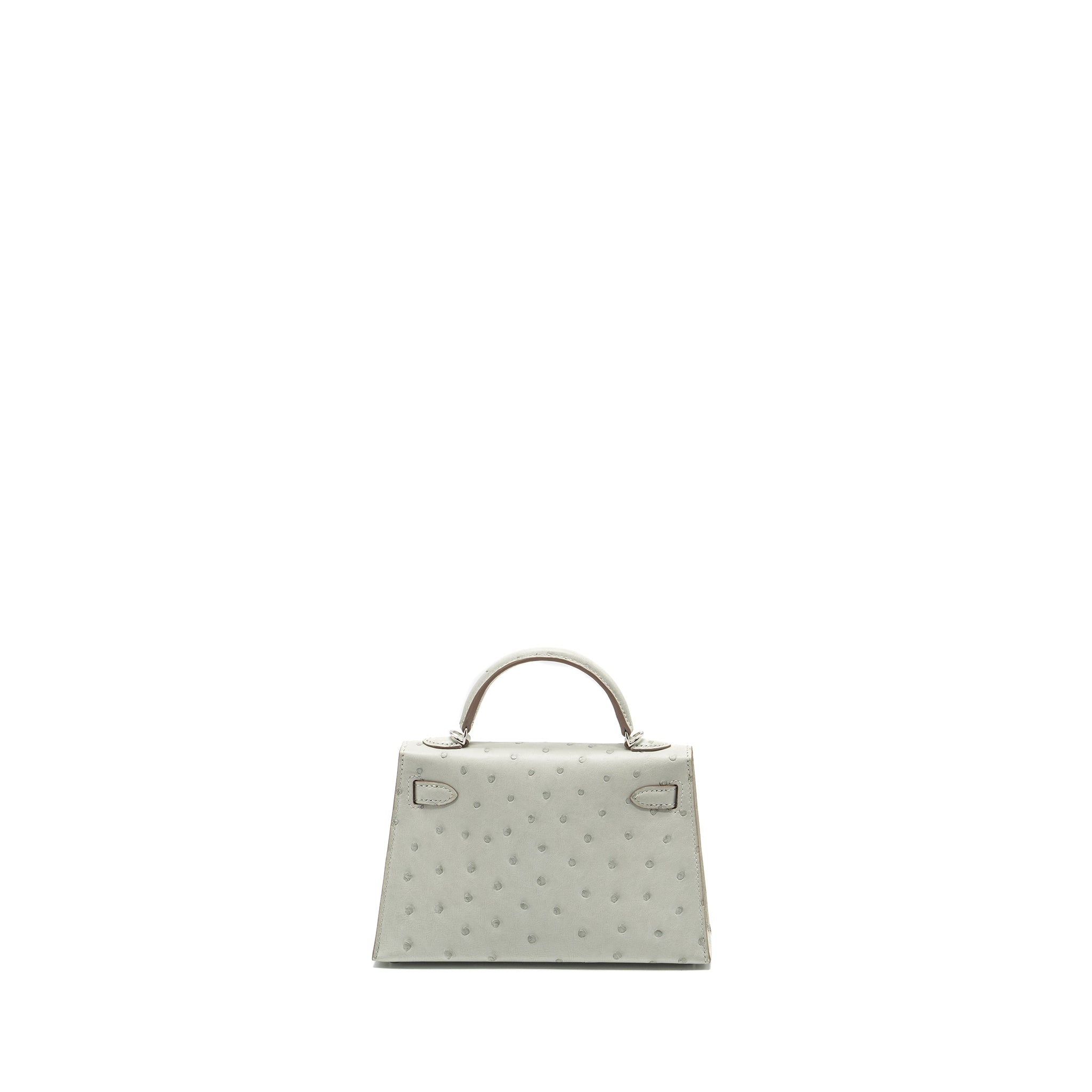HERMES MINI KELLY II SPECIAL ORDER OSTRICH GRIS PERLE/JAUNE AMBER SHW