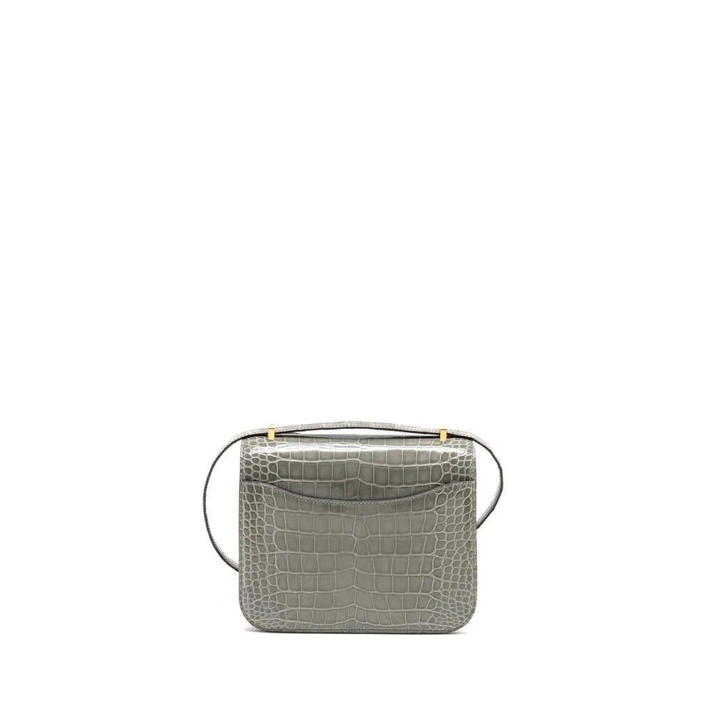 HERMES CONSTANCE MINI ALLIGATOR MISSISSIPPIENSIS 0V GRIS CIMENT GHW