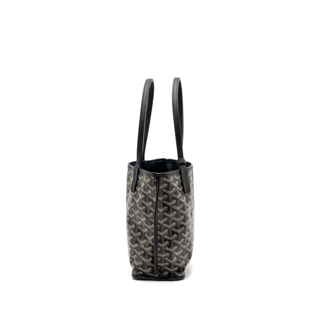 GOYARD MINI ANJOU TOTE BAG GOYARDLINE CANVAS / CALFSKIN BLACK SHW