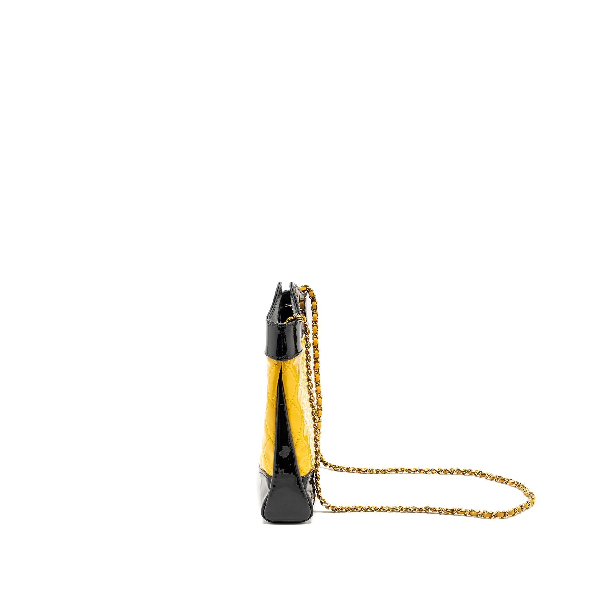 CHANEL MINI 31 BAG PATENT BLACK/YELLOW LGHW (MICROCHIP)