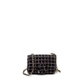 CHANEL 23K FLOWER BOMB MINI RECTANGULAR FLAP BAG TWEED BLACK/PINK LGHW (MICROCHIP)