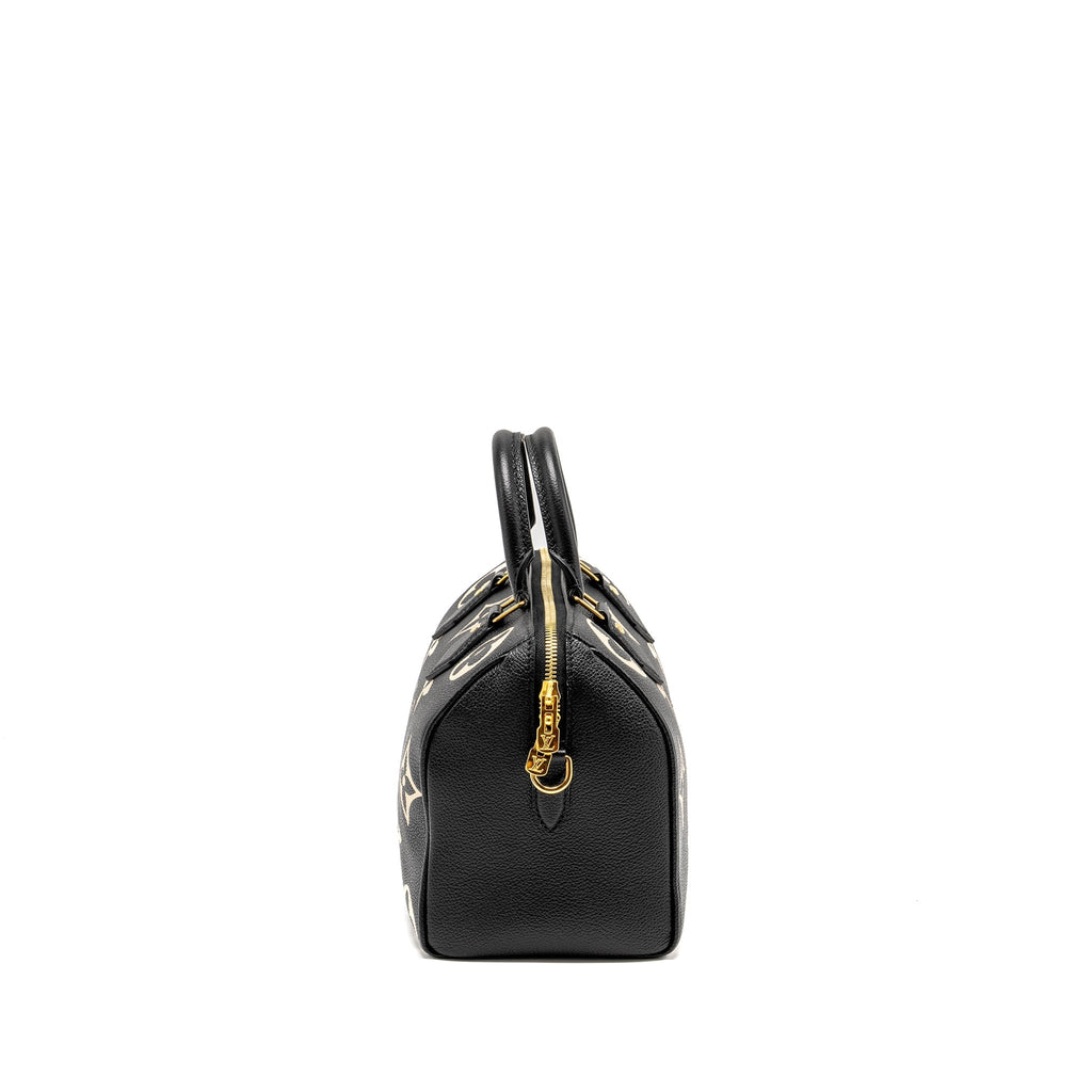 LOUIS VUITTON SPEEDY 25 BANDOULIERE BICOLOR MONOGRAM EMPREINTE BLACK GHW