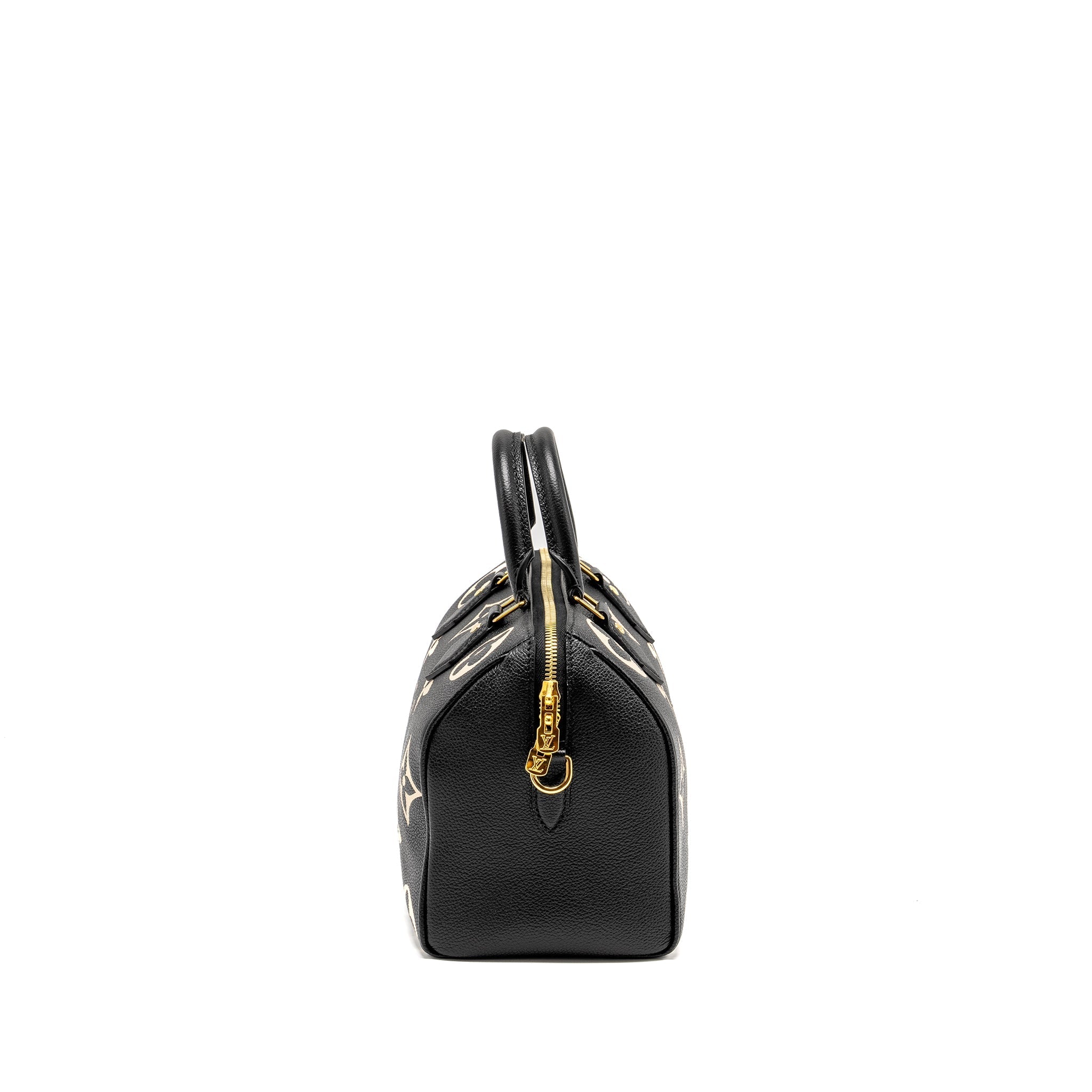 LOUIS VUITTON SPEEDY 25 BANDOULIERE BICOLOR MONOGRAM EMPREINTE BLACK GHW