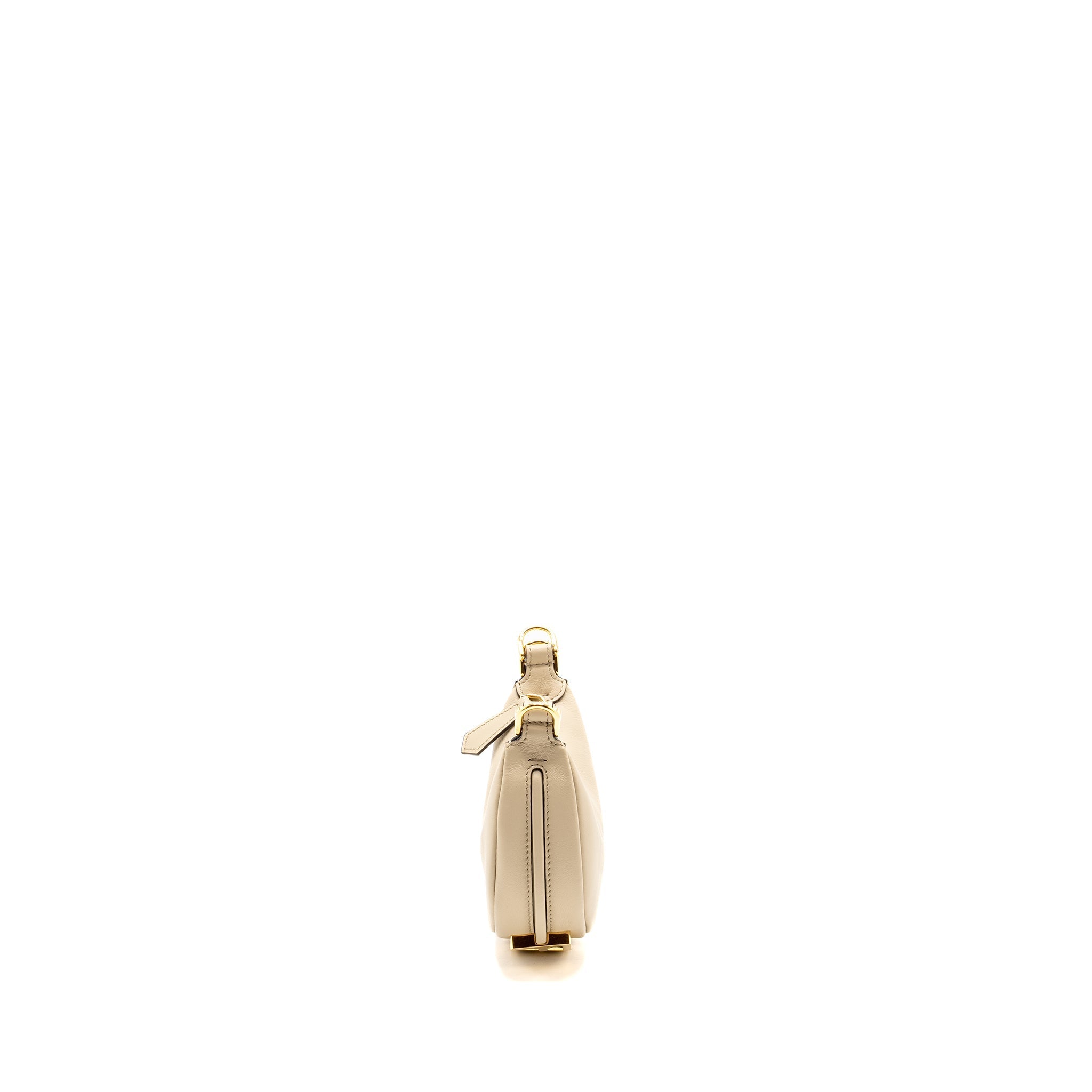 FENDI NANO FENDIGRAPHY LEATHER CHARM CALFSKIN BEIGE GHW
