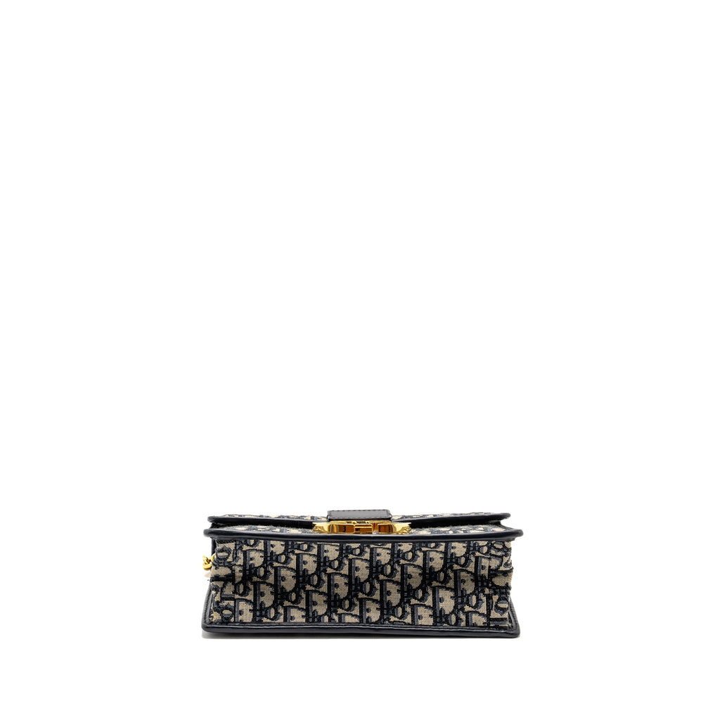 DIOR 30 MONTAIGNE CHAIN BAG OBLIQUE JACQUARD BLUE GHW