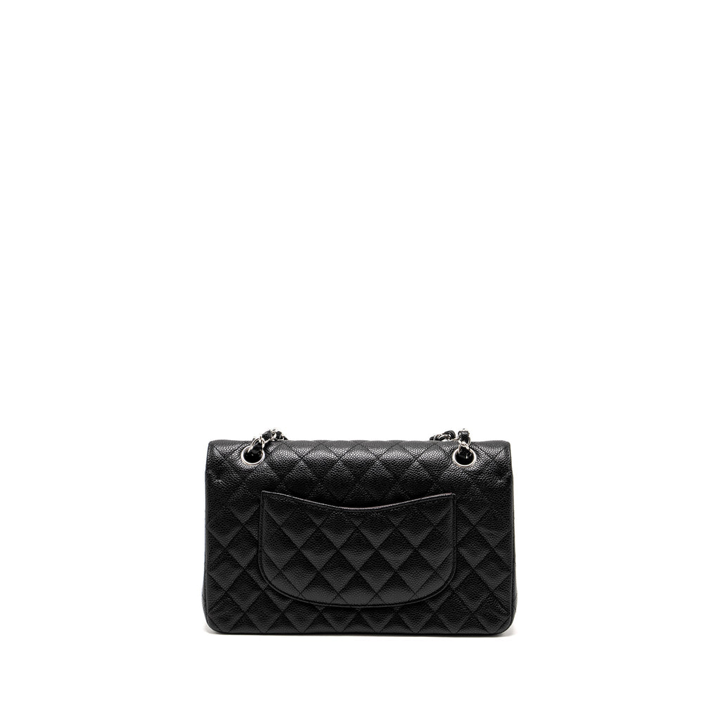 CHANEL MEDIUM CLASSIC DOUBLE FLAP BAG CAVIAR BLACK SHW (MICROCHIP)