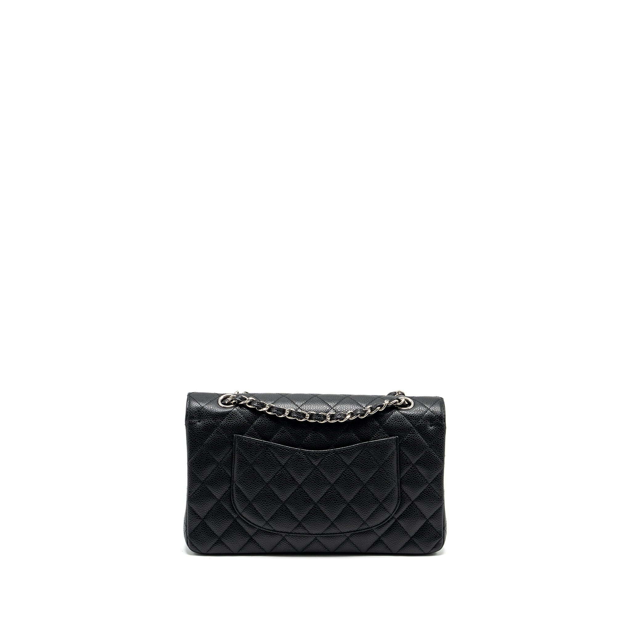 CHANEL MEDIUM CLASSIC DOUBLE FLAP BAG CAVIAR BLACK SHW
