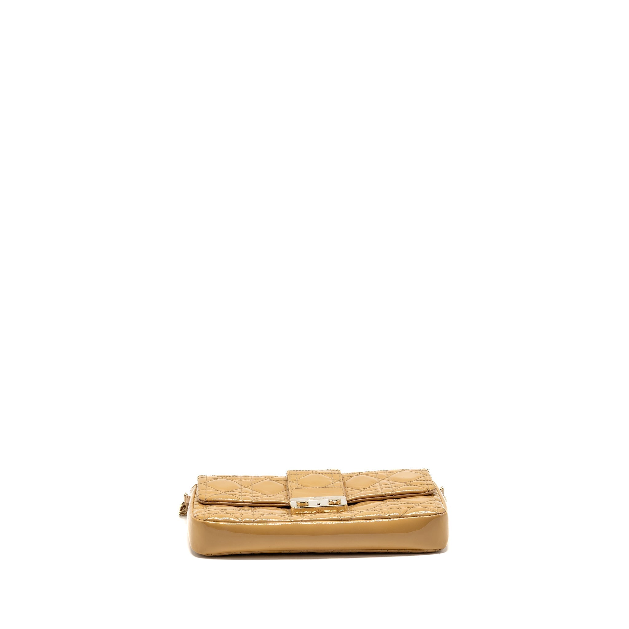 DIOR MISS DIOR WALLET ON CHAIN CANNAGE PATENT BEIGE LGHW