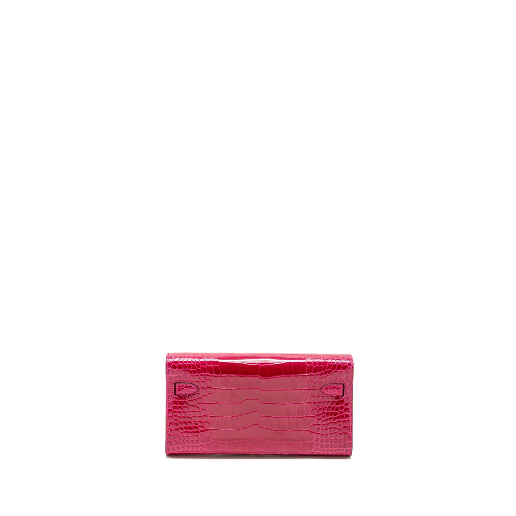 HERMES KELLY TO GO SHINY ALLIGATOR MISSISSIPPIENSIS ROSE MEXICO GHW