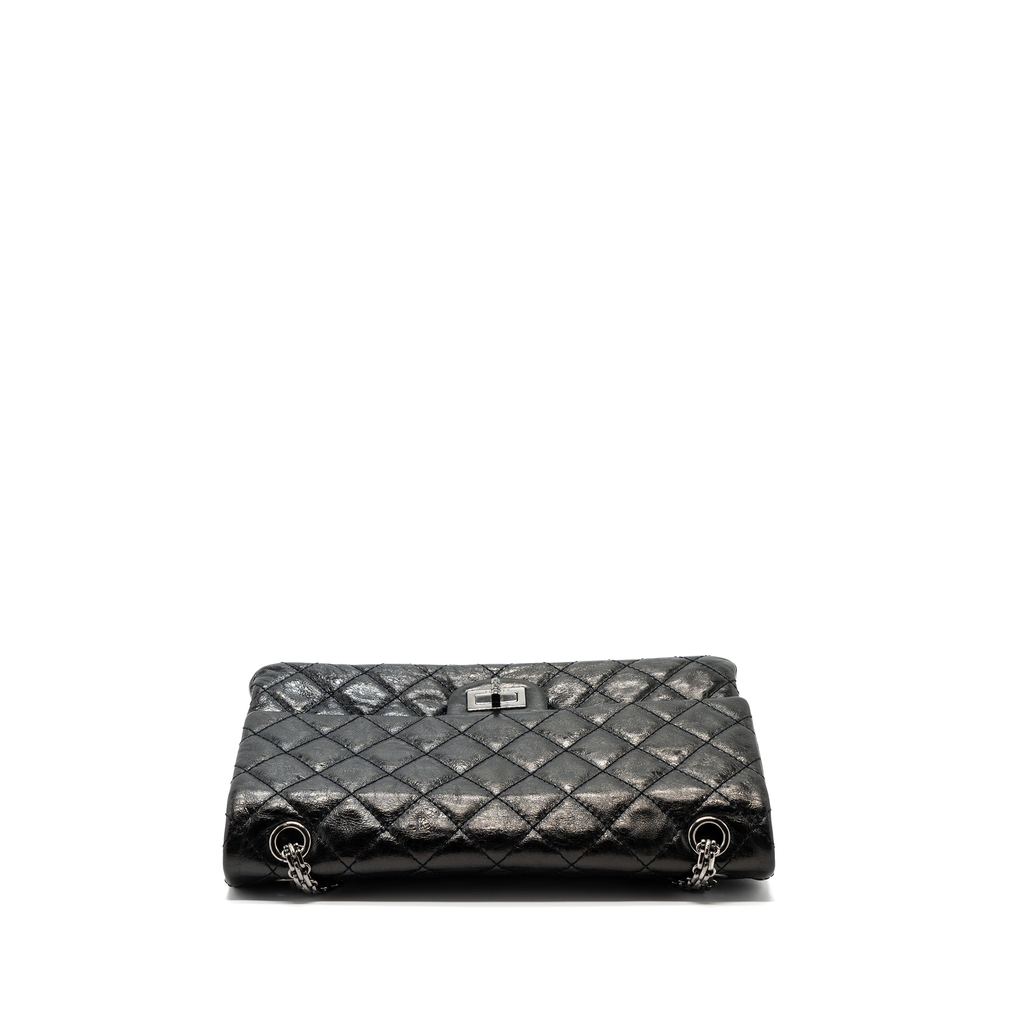 CHANEL 2.55 226 REISSUE DOUBLE FLAP BAG GRAINED CALFSKIN BLACK SHW