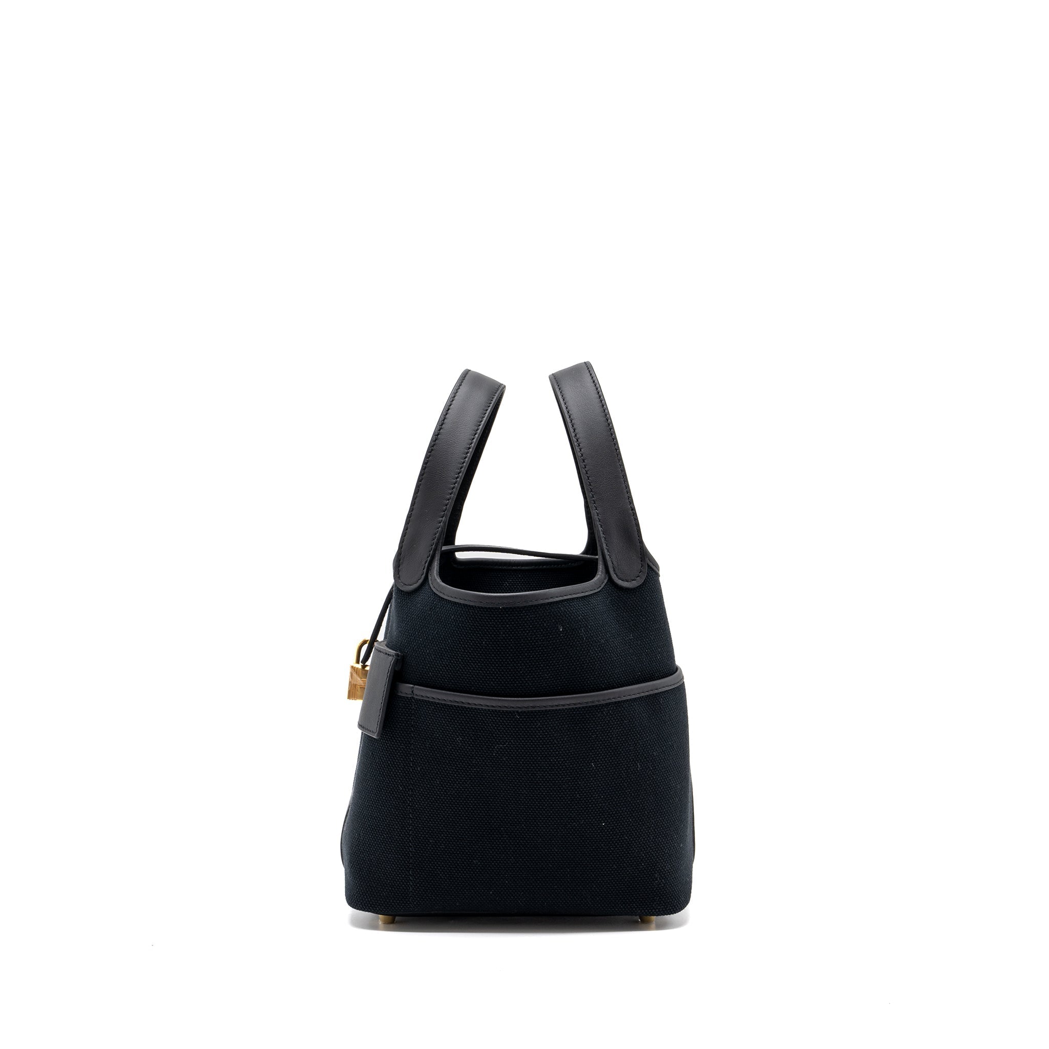 HERMES PICOTIN CARGO 18 LOCK BAG SWIFT / TOILE CANVAS BLACK GHW