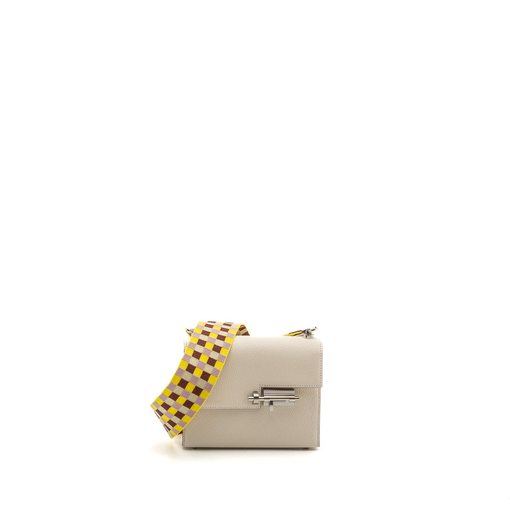 HERMES MINI VERROU CHEVRE MYSORE NATA / MULTICOLOR STRAP SHW