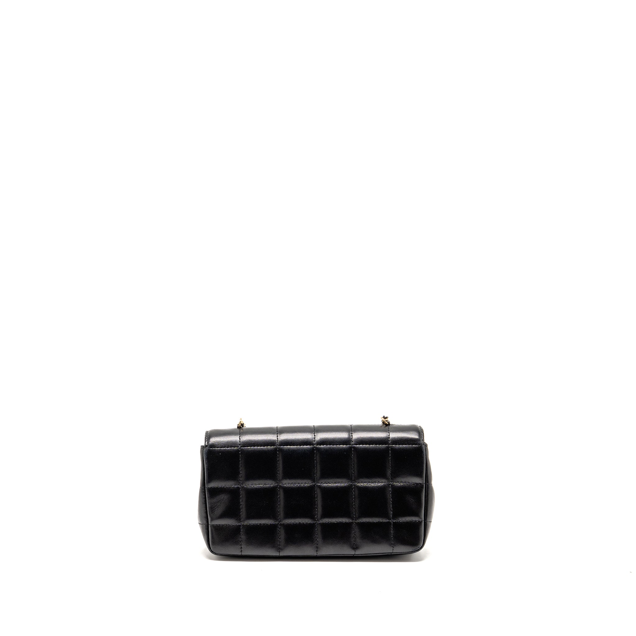 CHANEL CAMELLIA MINI FLAP SHOULDER BAG LAMBSKIN BLACK GHW