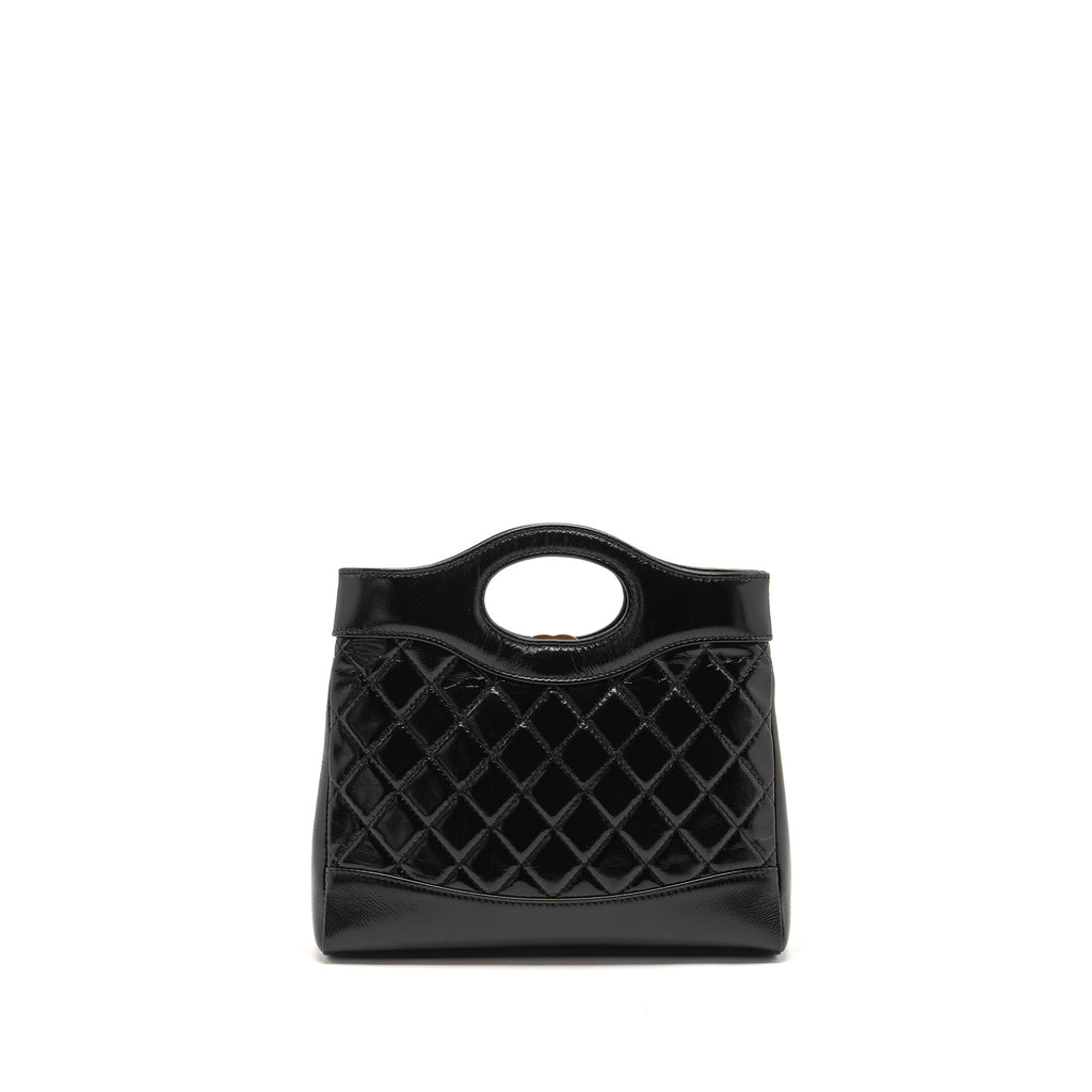 CHANEL MINI 31 BAG SHINY LAMBSKIN BLACK LGHW (MICROCHIP)