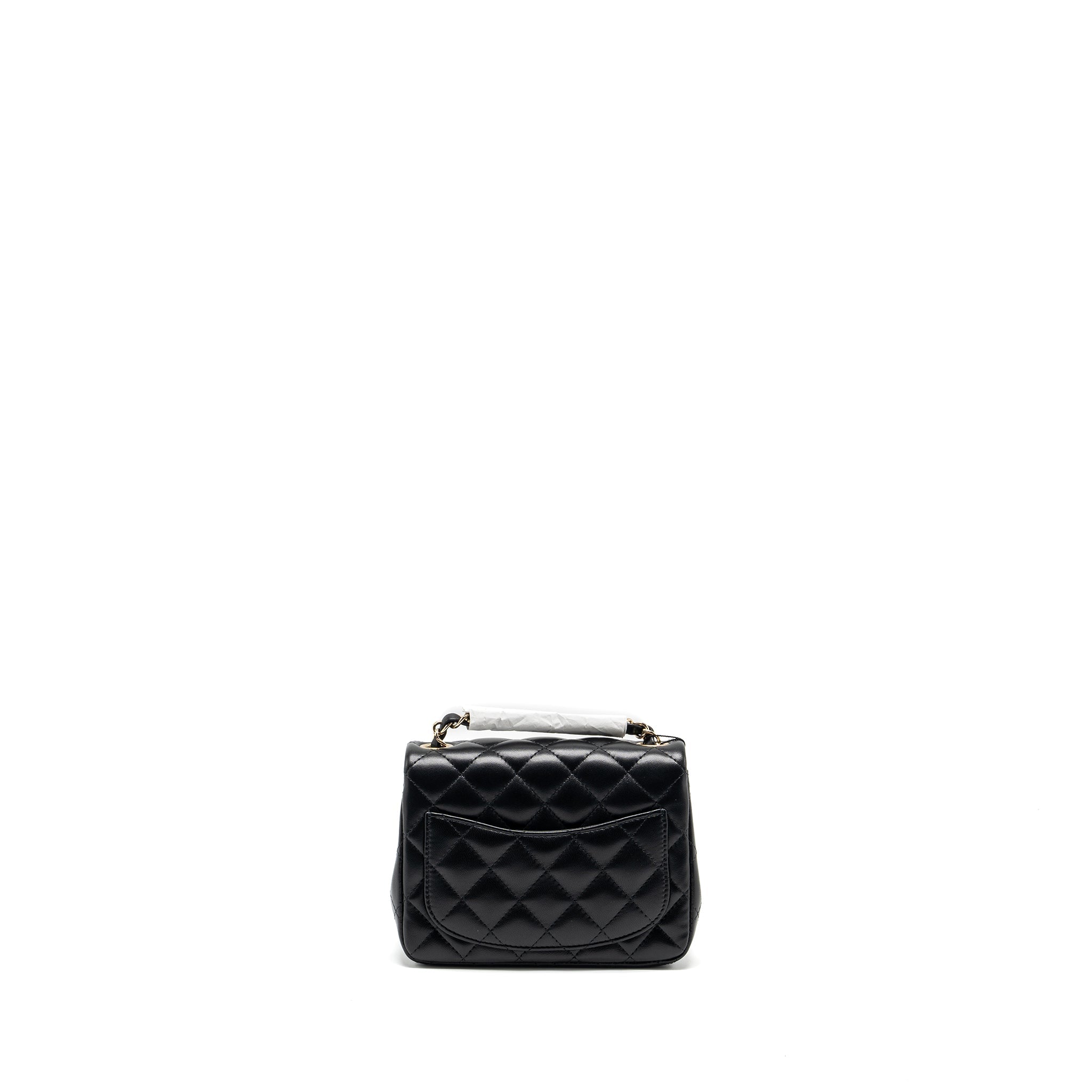 CHANEL MINI SQUARE FLAP BAG LAMBSKIN BLACK LGHW (MICROCHIP)