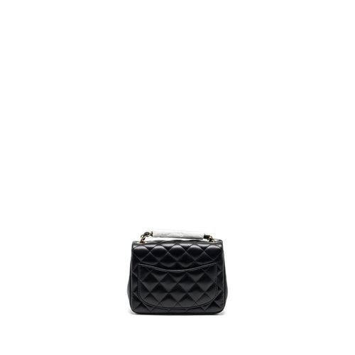 CHANEL MINI SQUARE FLAP BAG LAMBSKIN BLACK LGHW (MICROCHIP)