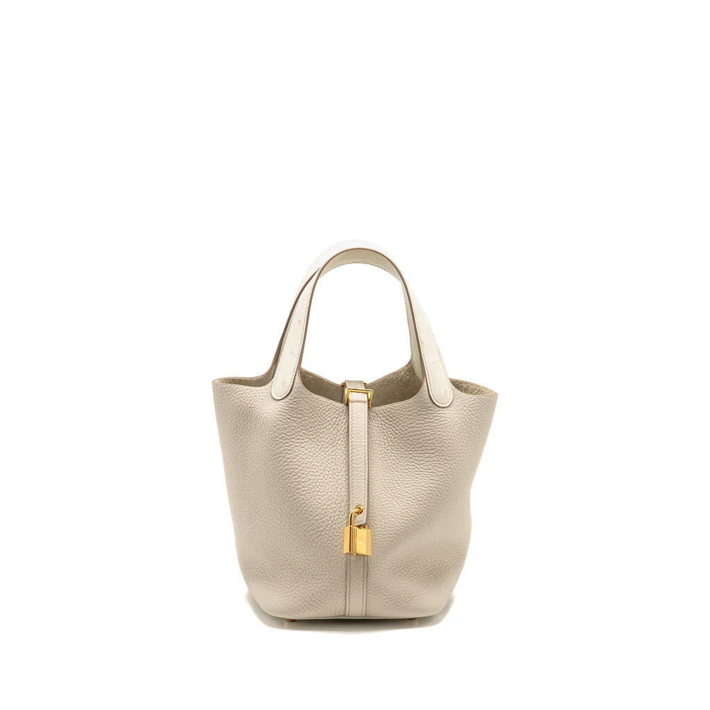 HERMES PICOTIN 18 LOCK BAG OSTRICH TOUCH/CLEMENCE BETON GHW