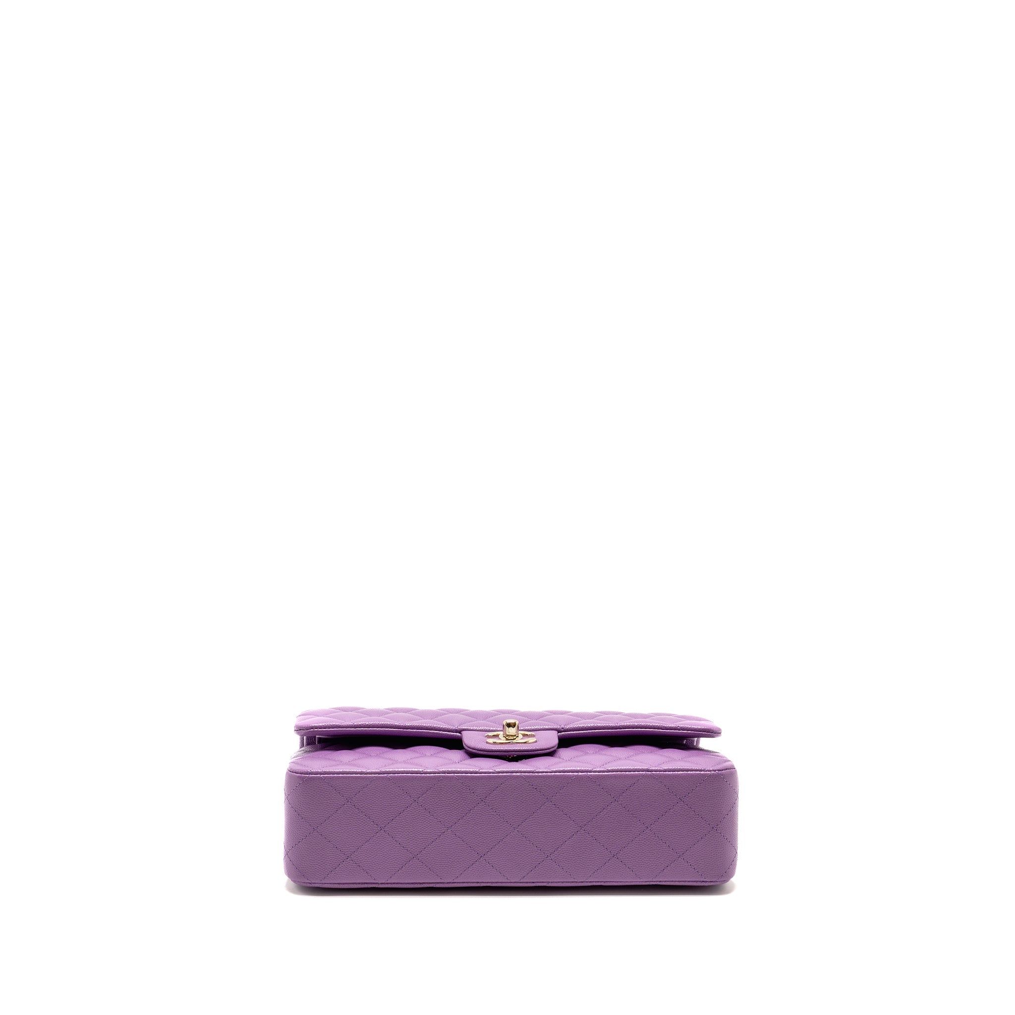 CHANEL MEDIUM CLASSIC DOUBLE FLAP BAG CAVIAR PURPLE LGHW (MICROCHIP)