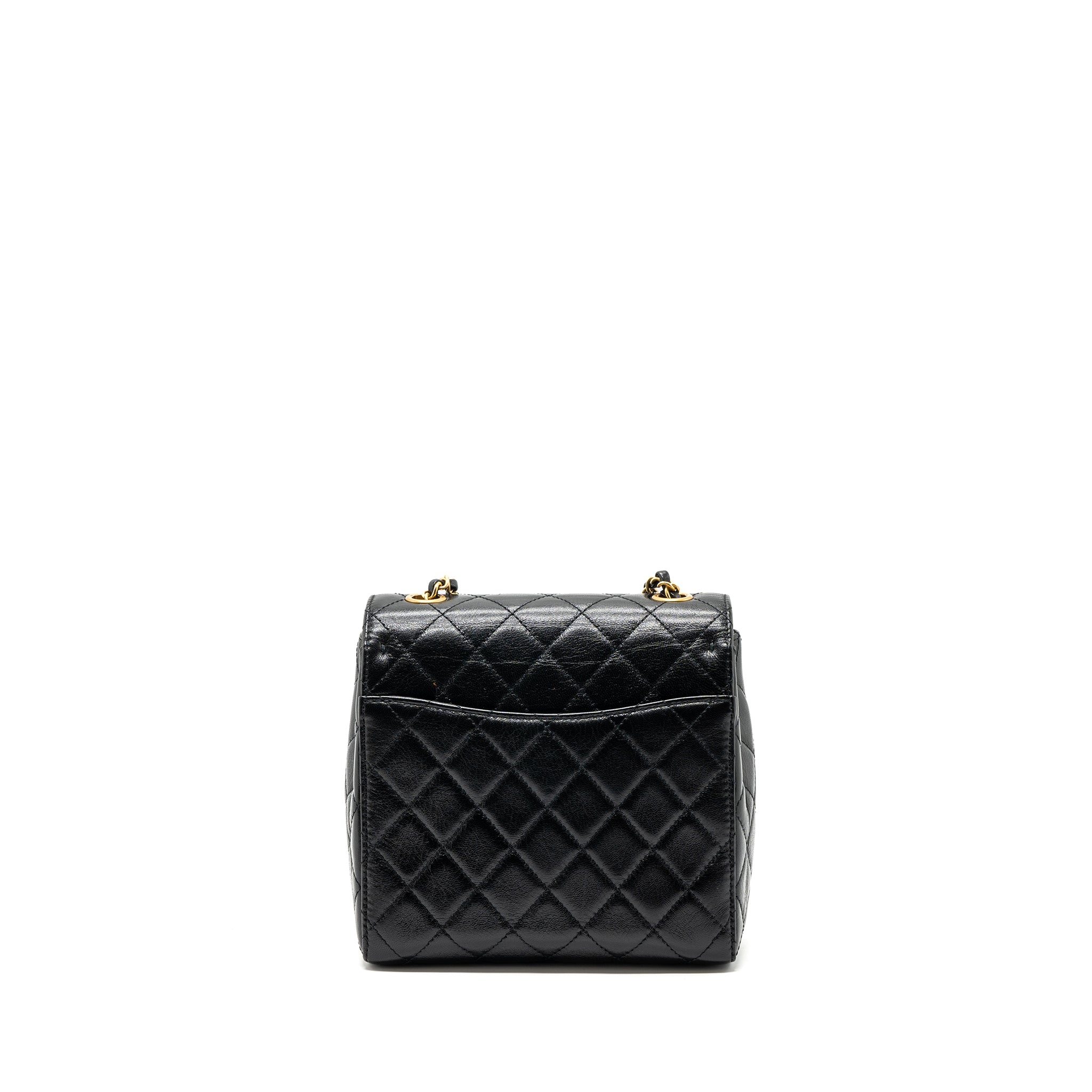 CHANEL 22K RETRO NEW SQUARE LARGE FLAP BAG GOATSKIN BLACK GHW (MICROCHIP)