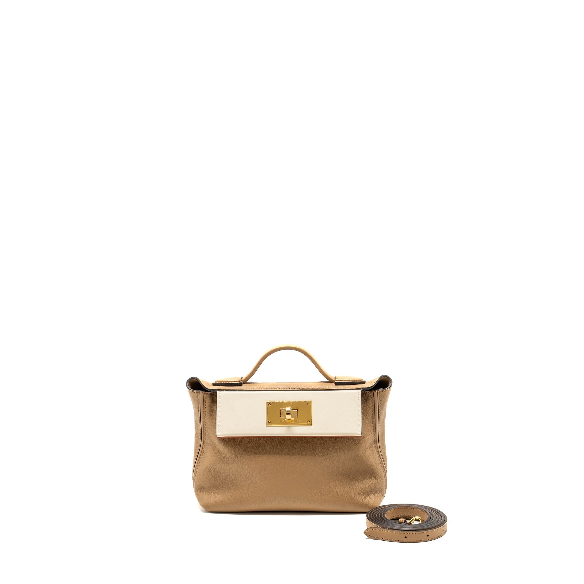 HERMES MINI 24/24 2424-21 BAG EVERCOLOR/SWIFT CHAI/NATA/CUIVRE GHW