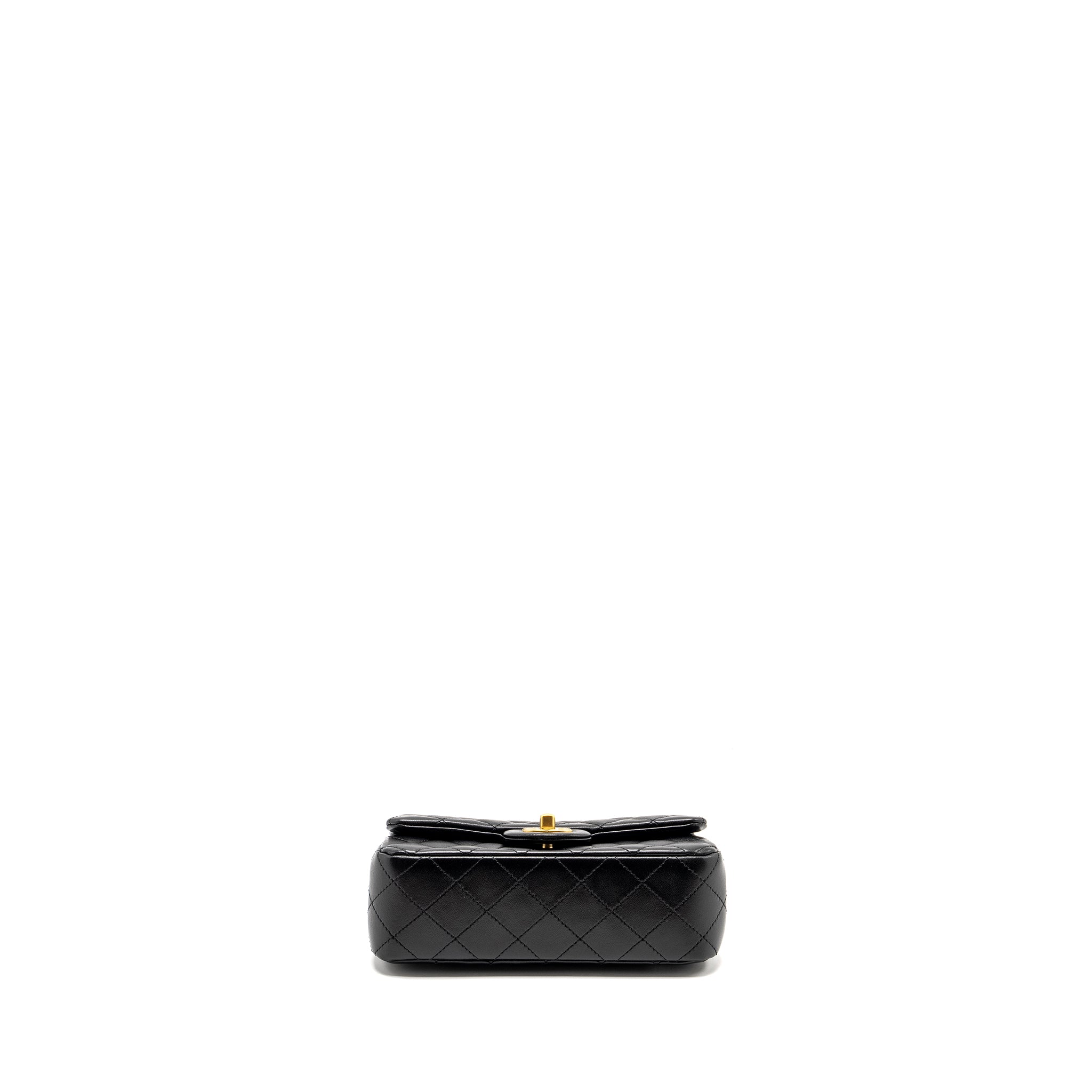 CHANEL 24K PEARL CRUSH MINI RECTANGULAR FLAP BAG SHINY LAMBSKIN BLACK GHW (MICROCHIP)