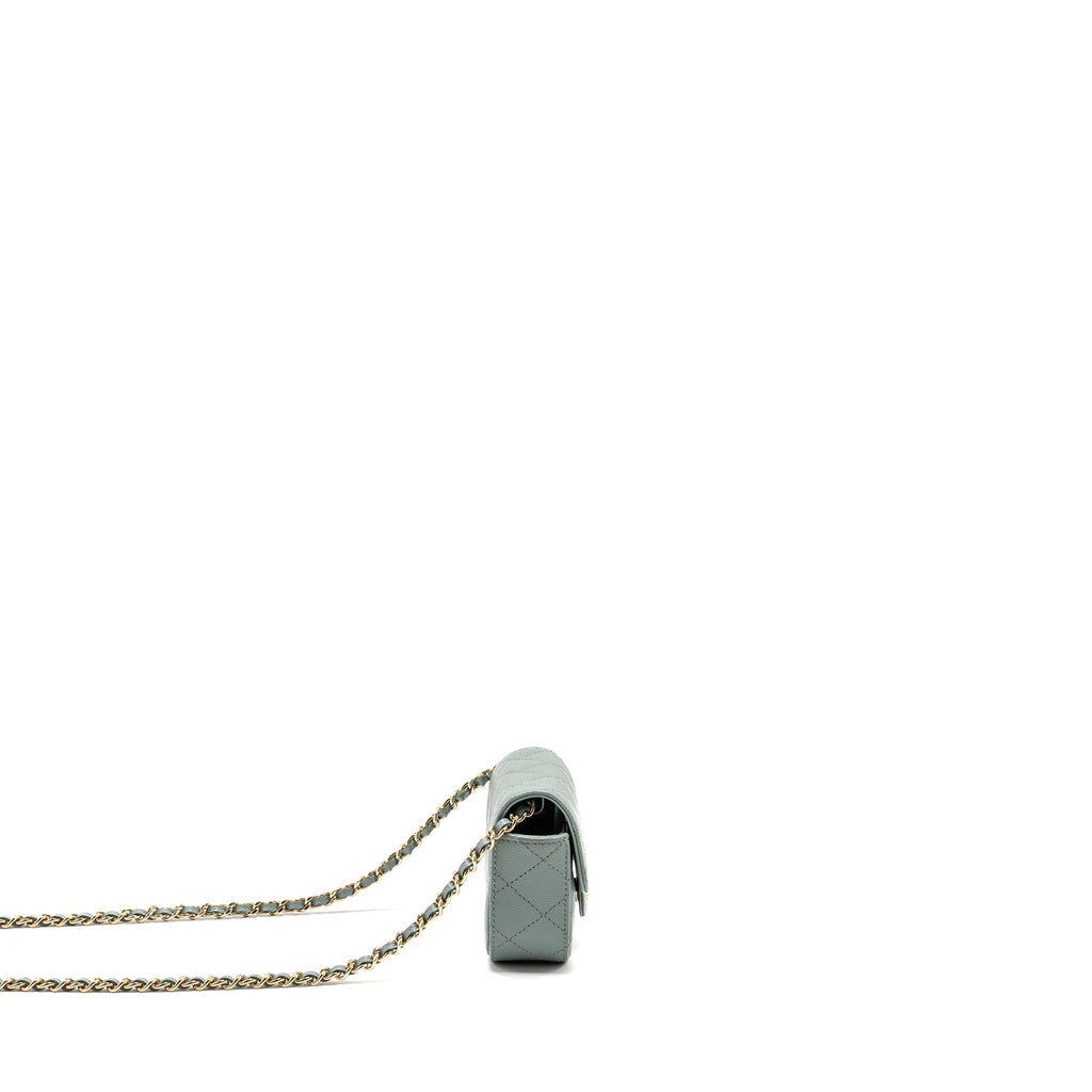 CHANEL MINI FLAP VANITY WITH CHAIN CAVIAR LIGHT GREEN LGHW