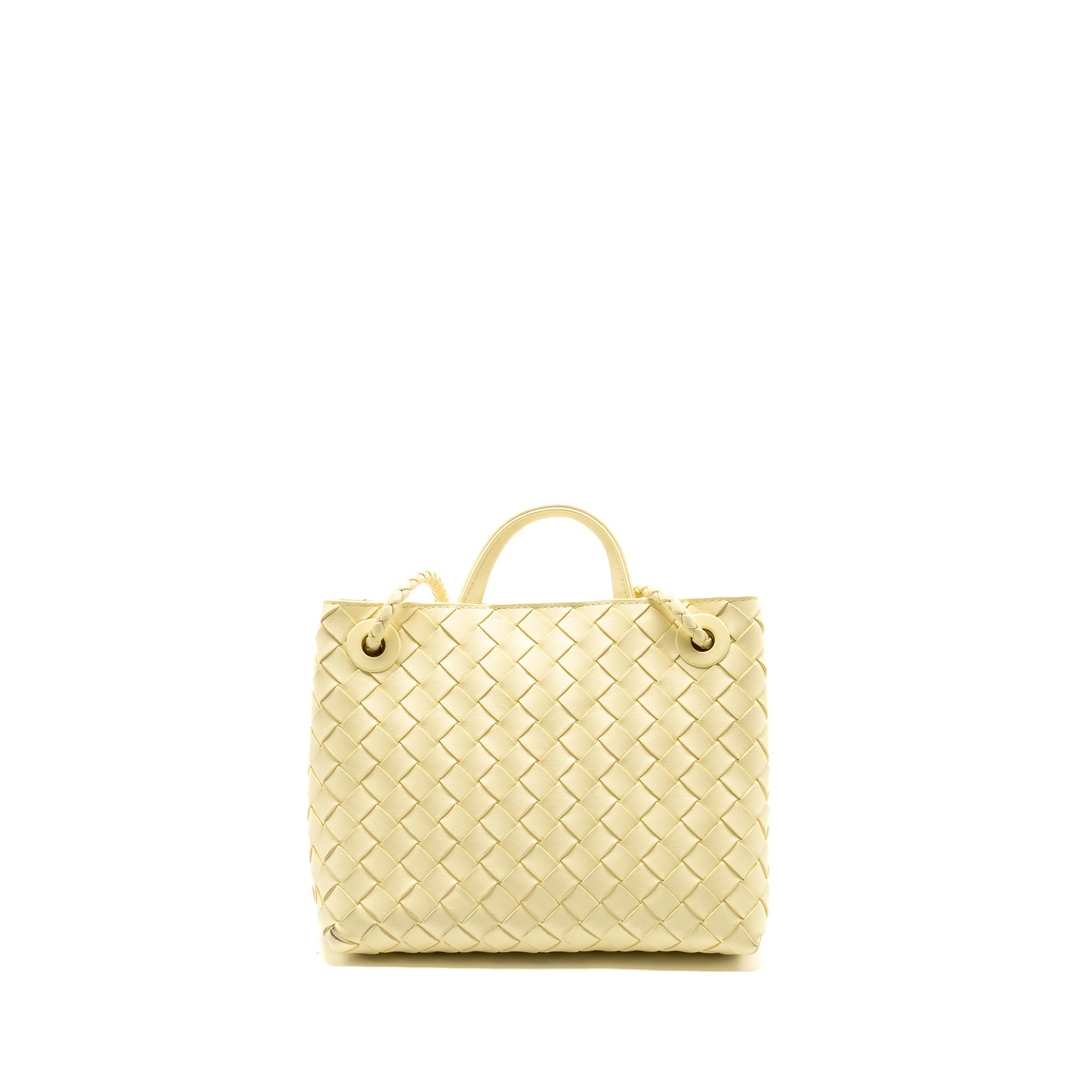 BOTTEGA VENETA SMALL ANDIAMO BAG LAMBSKIN LIGHT YELLOW GHW
