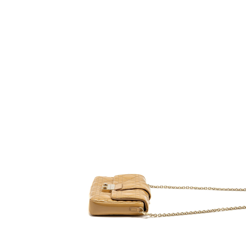 DIOR MISS DIOR WALLET ON CHAIN CANNAGE PATENT BEIGE LGHW