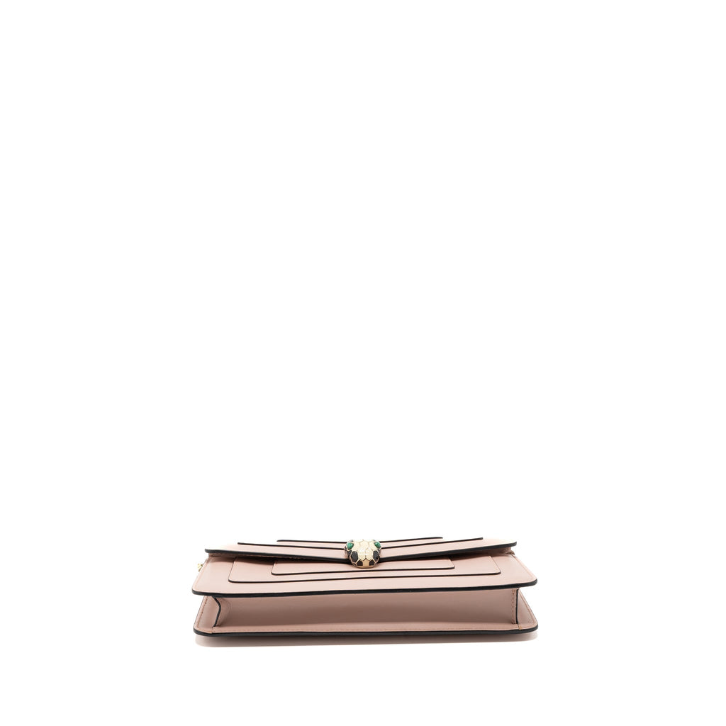 BVLGARI SERPENTI FOREVER CLUTCH WITH CHAIN CALFSKIN PINK LGHW