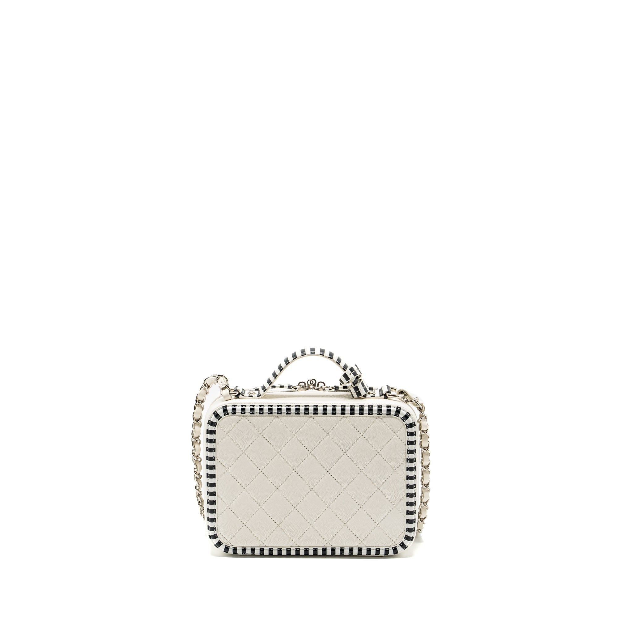 CHANEL MEDIUM FILIGREE CAMERA BAG CAVIAR WHITE/BLACK SHW
