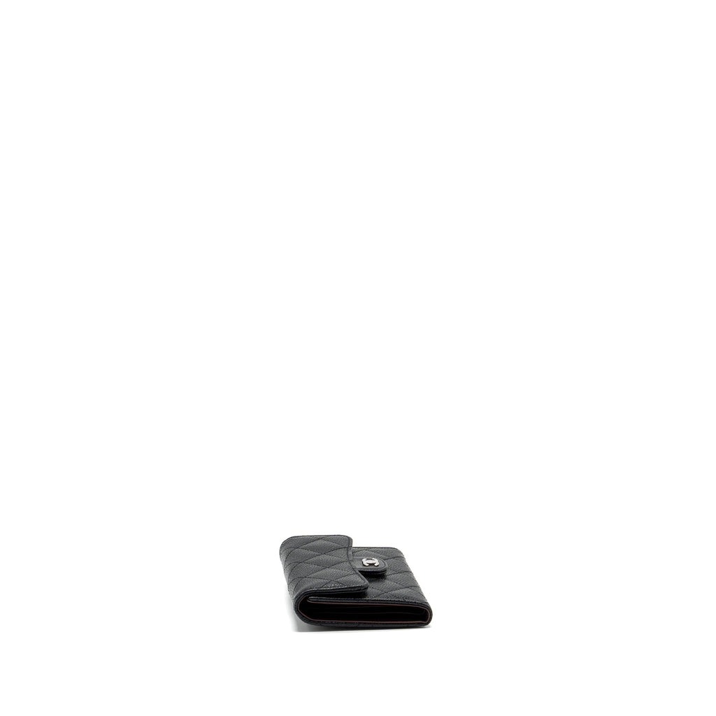 CHANEL SMALL CLASSIC FLAP WALLET CAVIAR BLACK SHW (MICROCHIP)