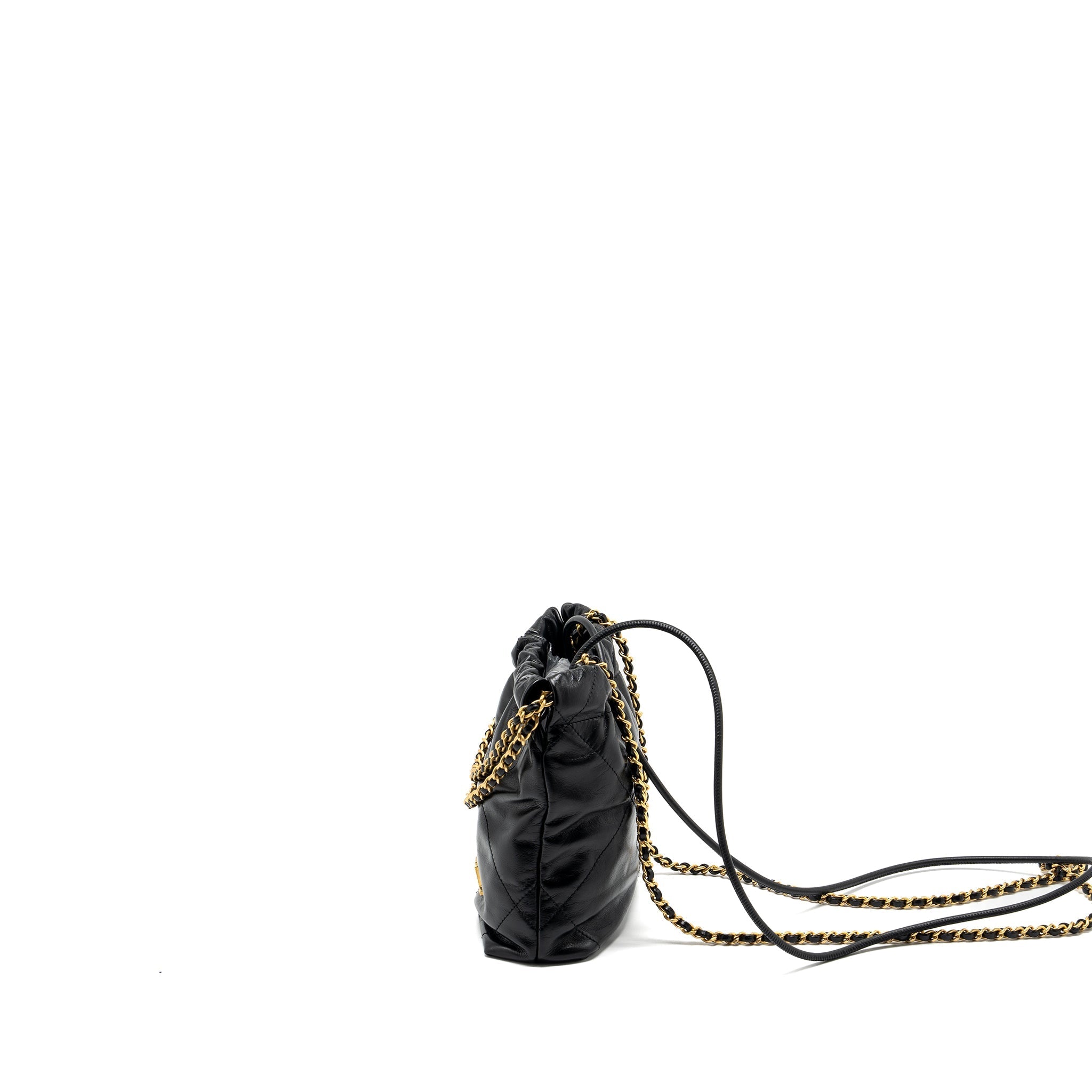 CHANEL MINI 22 BAG SHINY CALFSKIN BLACK GHW (MICROCHIP)