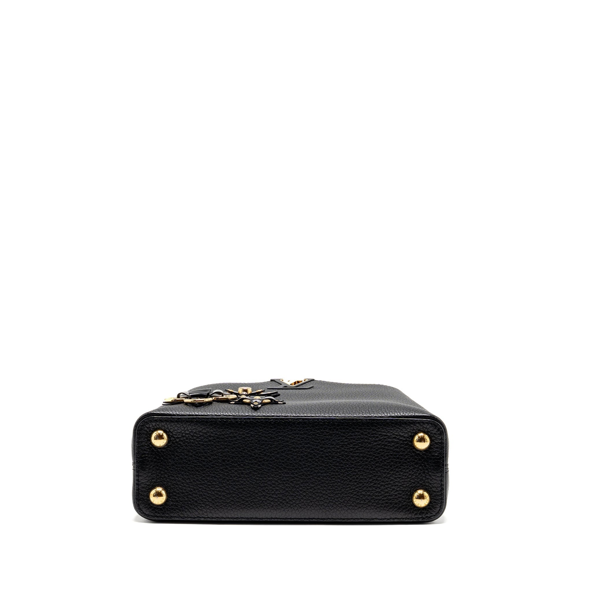 LOUIS VUITTON CAPUCINES BB WITH MONOGRAM FLOWER EMBELLISHMENTS TAURILLON BLACK GHW