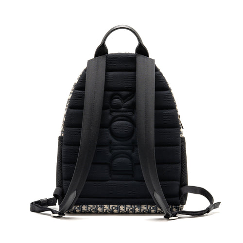 DIOR MEN’S BACKPACK DIOR OBLIQUE CANVAS / CALFSKIN BLUE / BLACK SHW