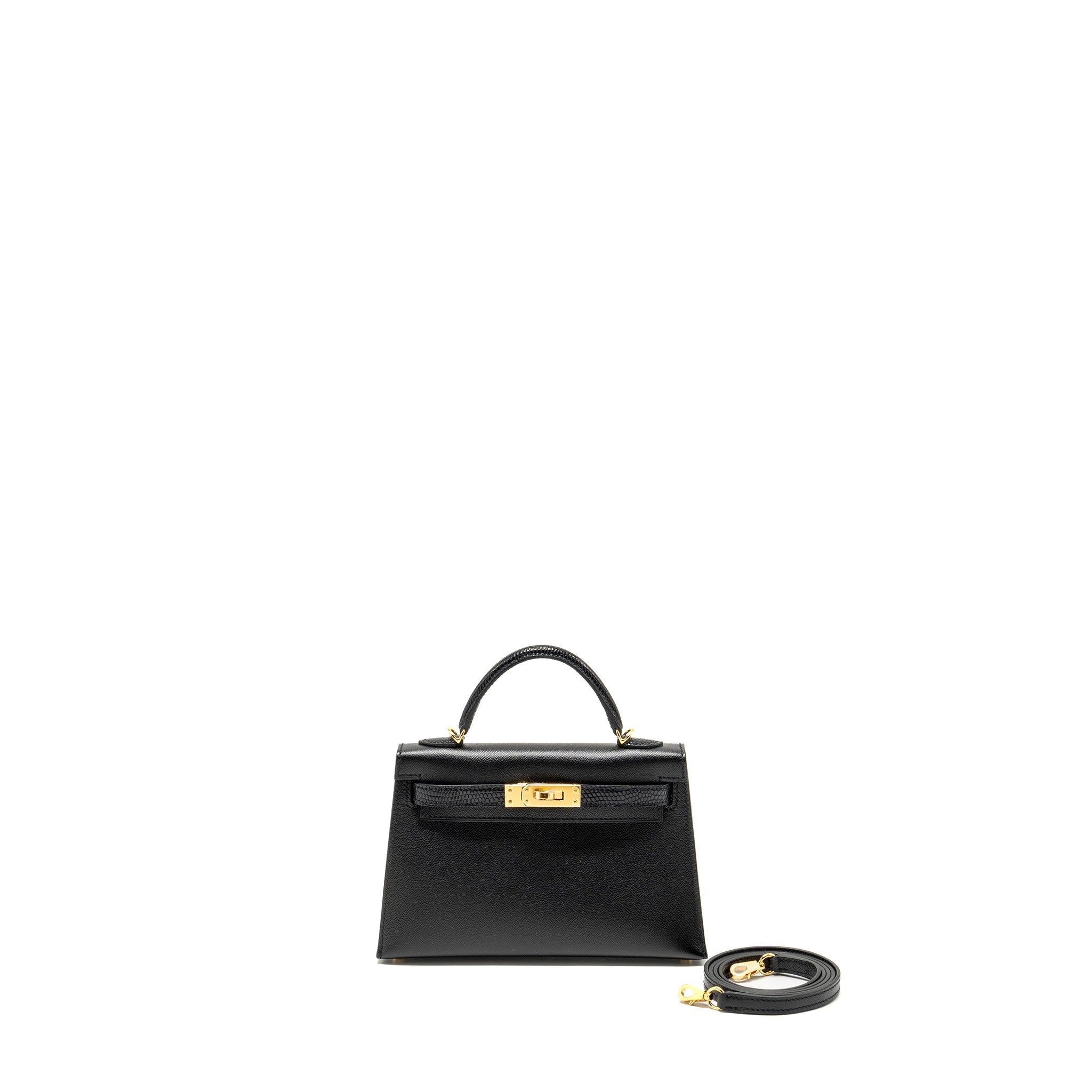 HERMES MINI KELLY II MADAME/LIZARD TOUCH BLACK GHW