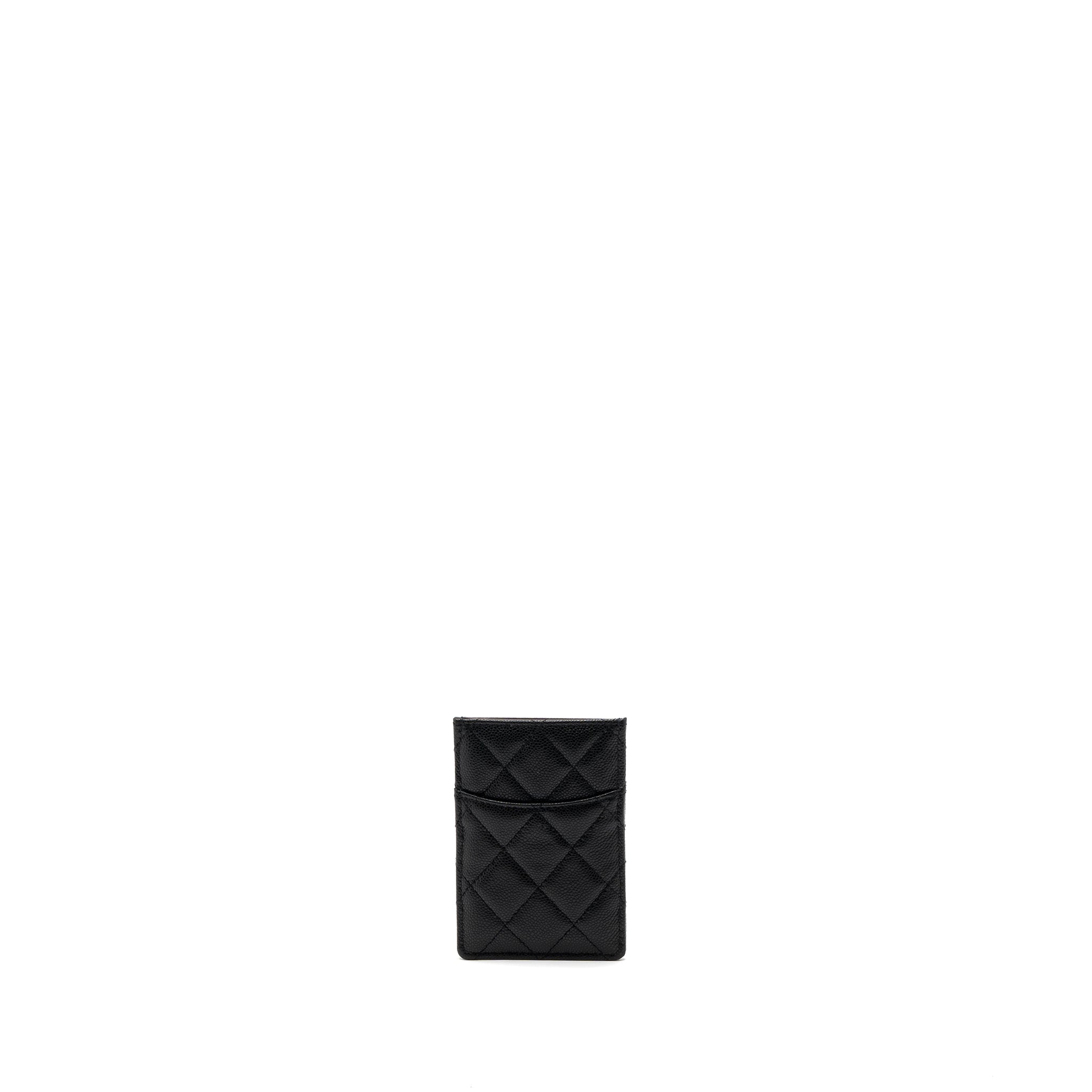 CHANEL 23K VERTICAL CARD HOLDER CAVIAR BLACK LGHW (MICROCHIP)