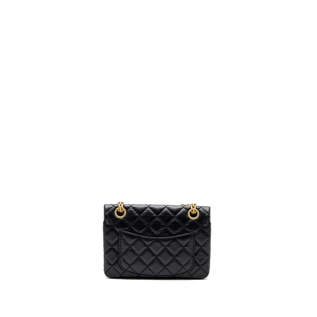 CHANEL MINI 2.55 REISSUE FLAP BAG AGED CALFSKIN BLACK GHW(MICROCHIP)