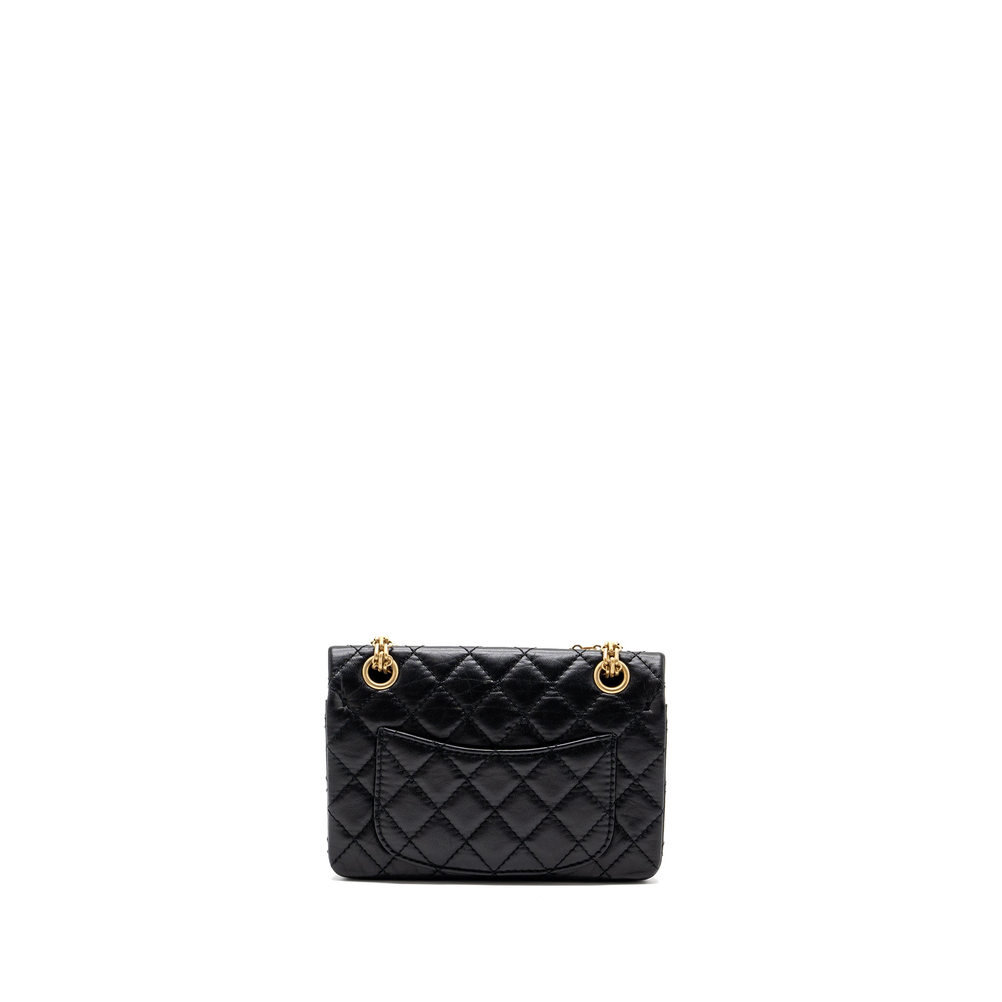 CHANEL MINI 2.55 REISSUE FLAP BAG AGED CALFSKIN BLACK GHW(MICROCHIP)