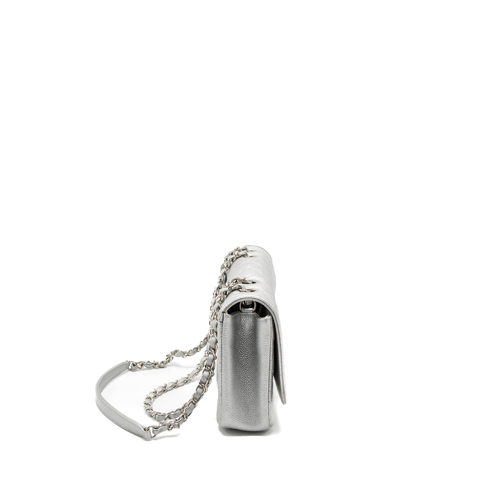 CHANEL FILIGREE FLAP BAG CAVIAR SILVER SHW