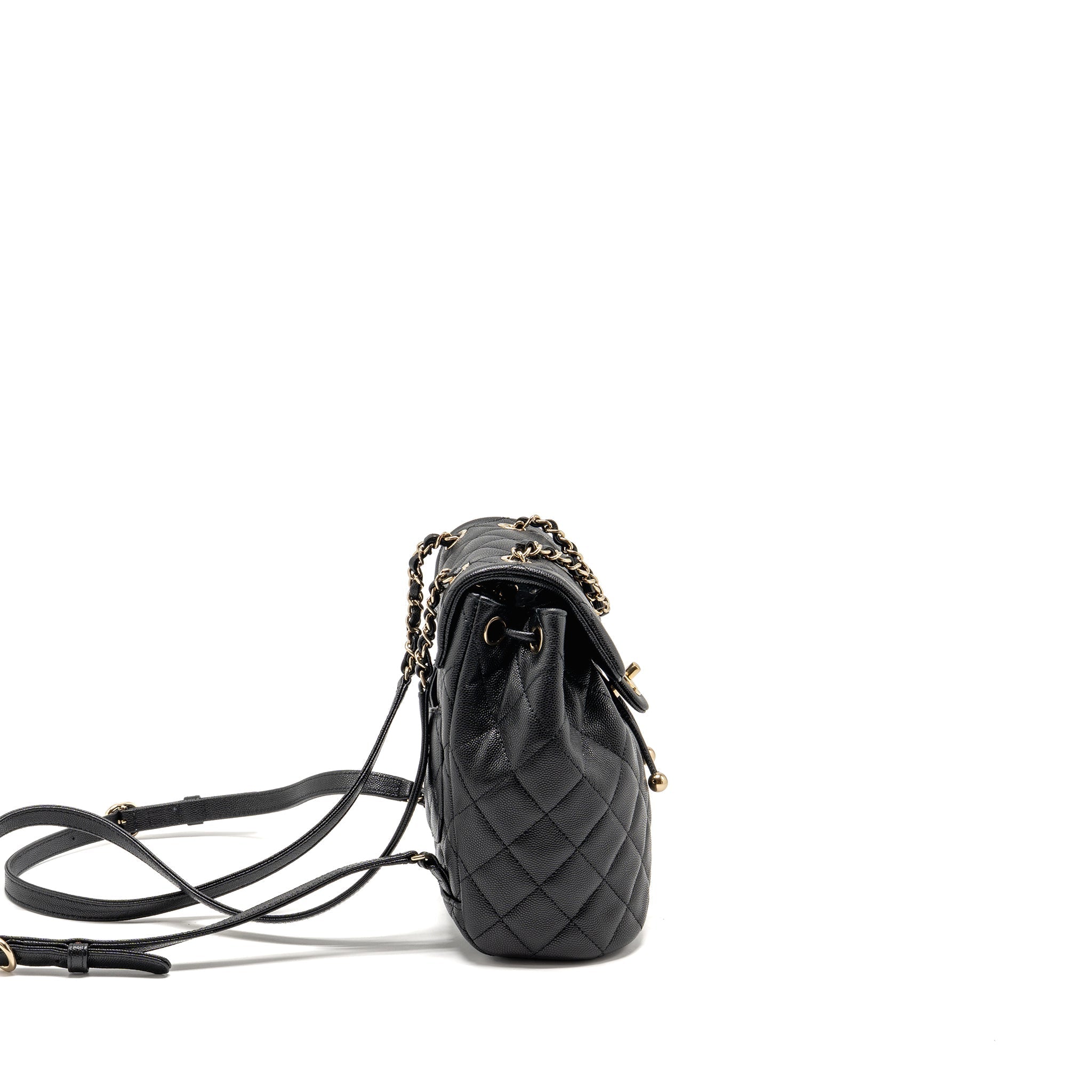 CHANEL QUILTED MINI BACKPACK CAVIAR BLACK LGHW (MICROCHIP)