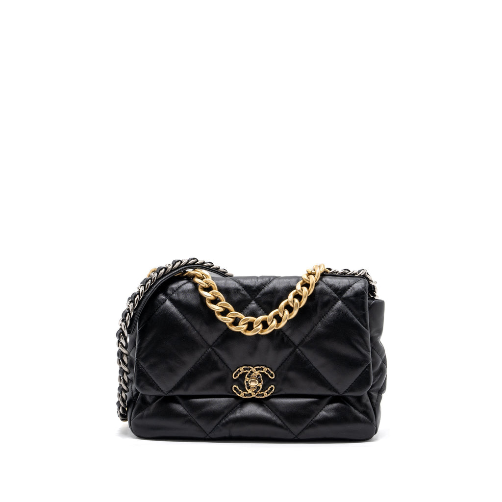 CHANEL MEDIUM 19 BAG GOATSKIN BLACK MULTICOLOUR HARDWARE