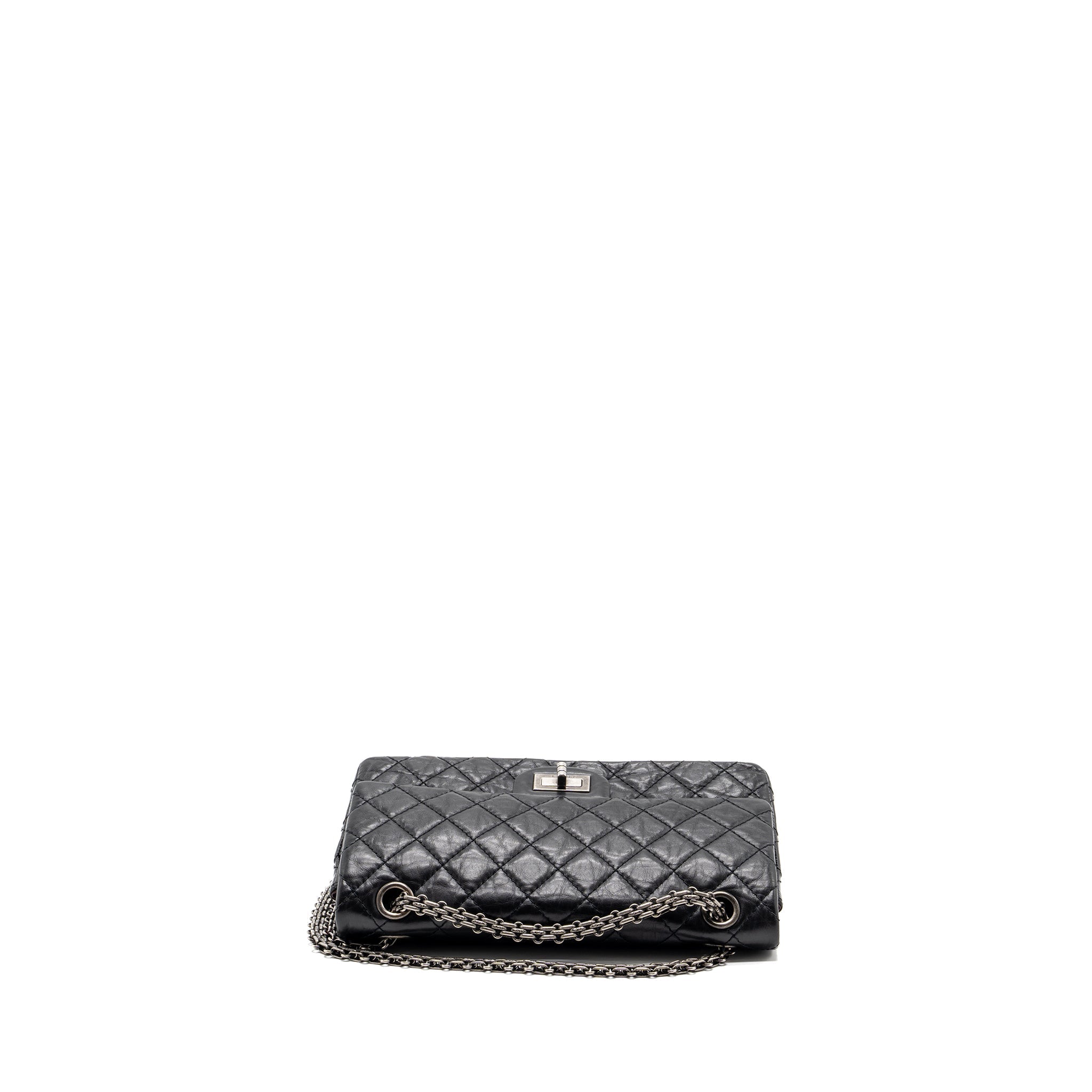 CHANEL SMALL 2.55 REISSUE FLAP BAG AGED CALFSKIN BLACK RUTHENIUM HARDWARE
