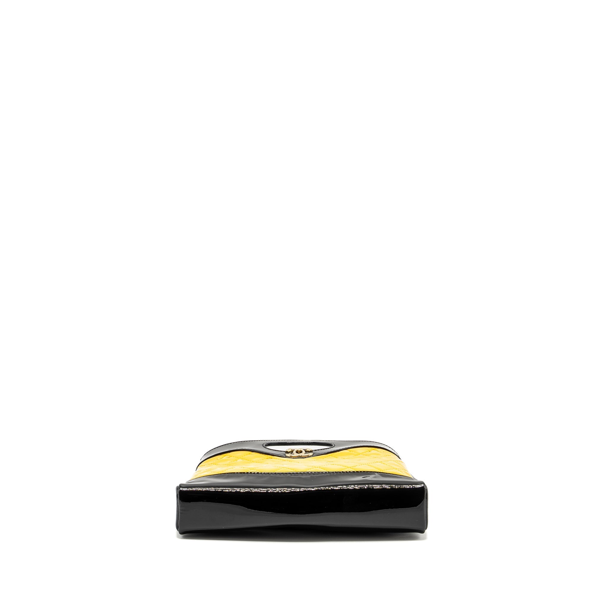 CHANEL MINI 31 BAG PATENT BLACK/YELLOW LGHW (MICROCHIP)