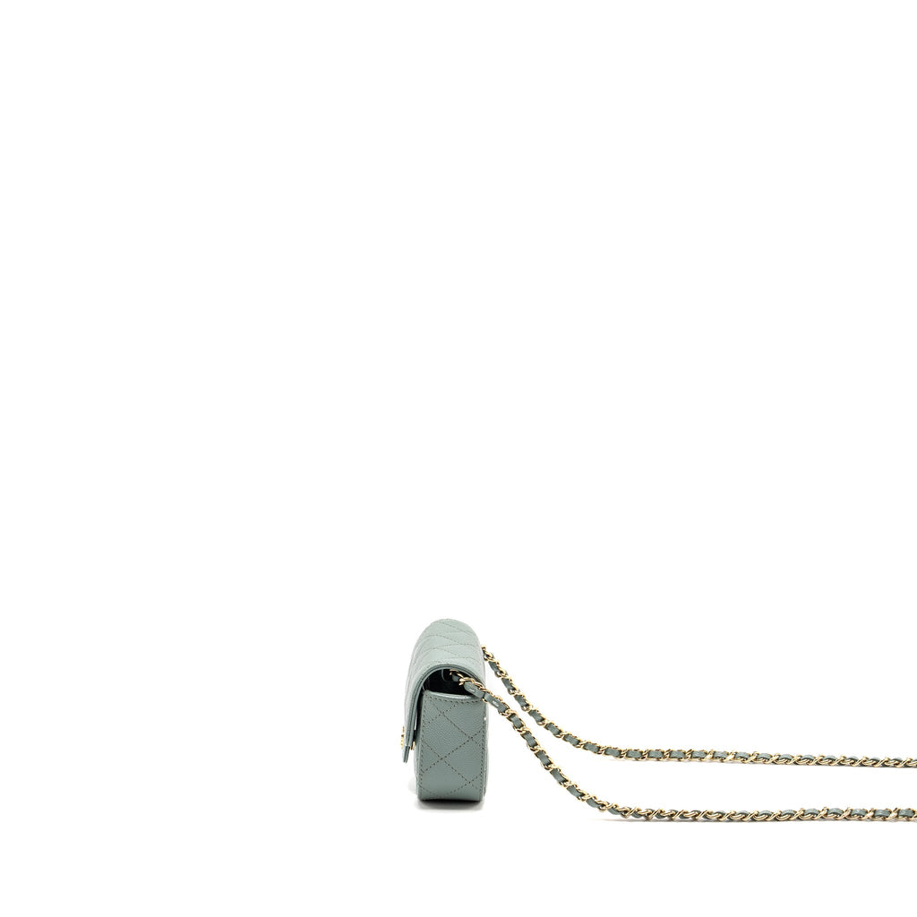 CHANEL MINI FLAP VANITY WITH CHAIN CAVIAR LIGHT GREEN LGHW