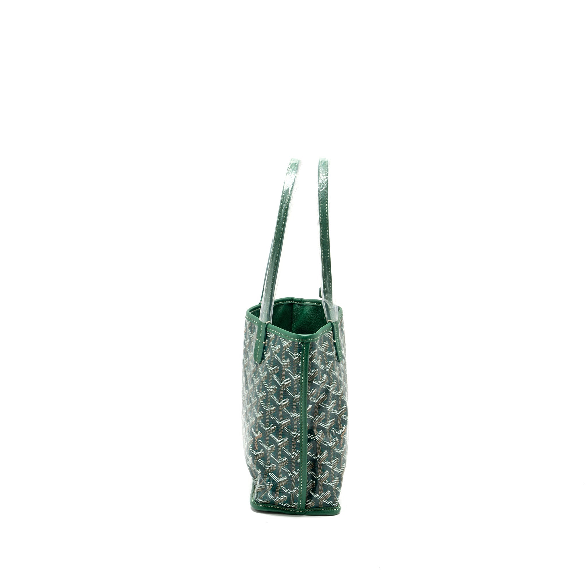 GOYARD MINI ANJOU TOTE BAG GOYARDLINE CANVAS / LEATHER GREEN SHW