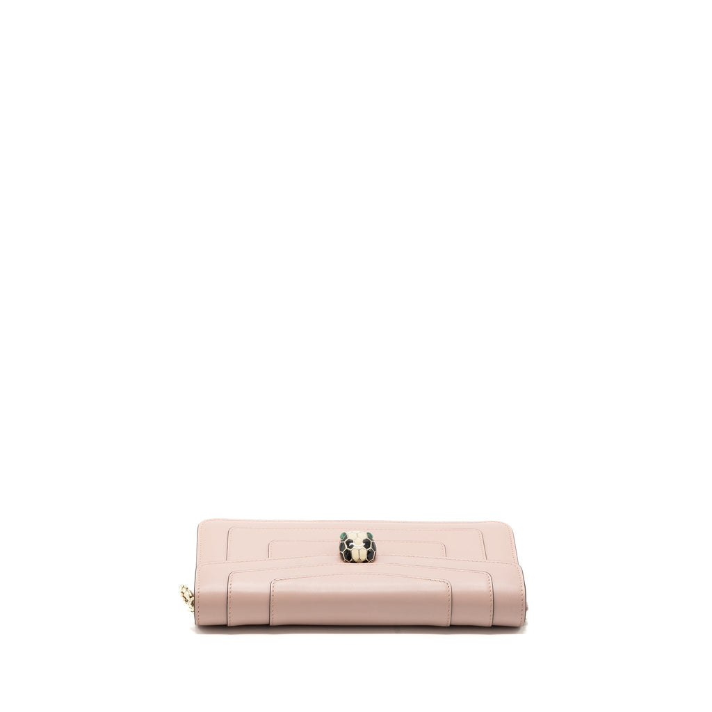 BVLGARI SERPENTI FOREVER CLUTCH WITH CHAIN CALFSKIN PINK LGHW