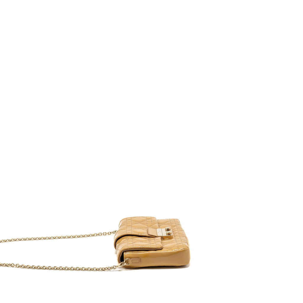 DIOR MISS DIOR WALLET ON CHAIN CANNAGE PATENT BEIGE LGHW